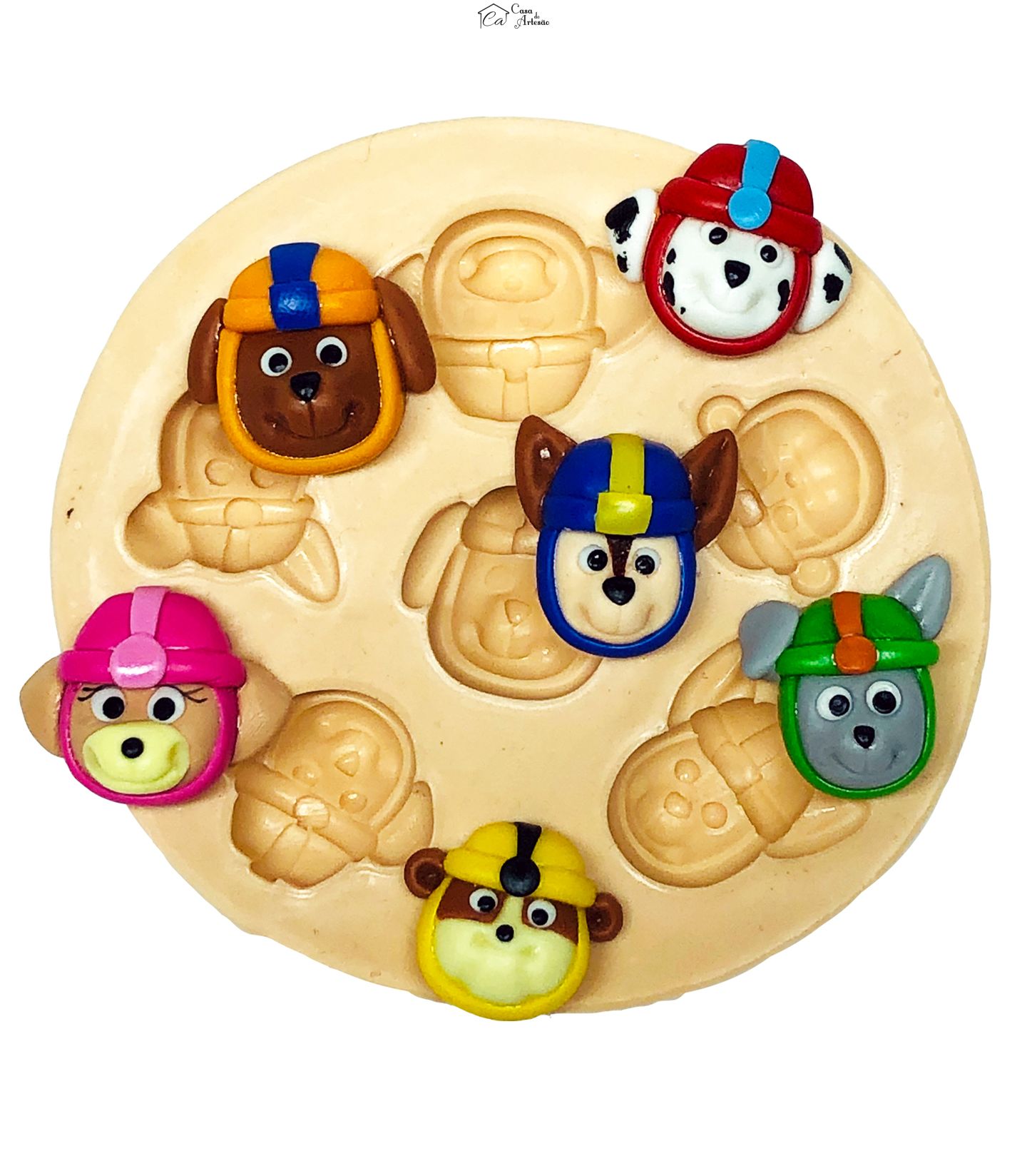 Molde de silicone - Patrulha Canina Aquatica - Rosto Personagens - Pequeno - P670