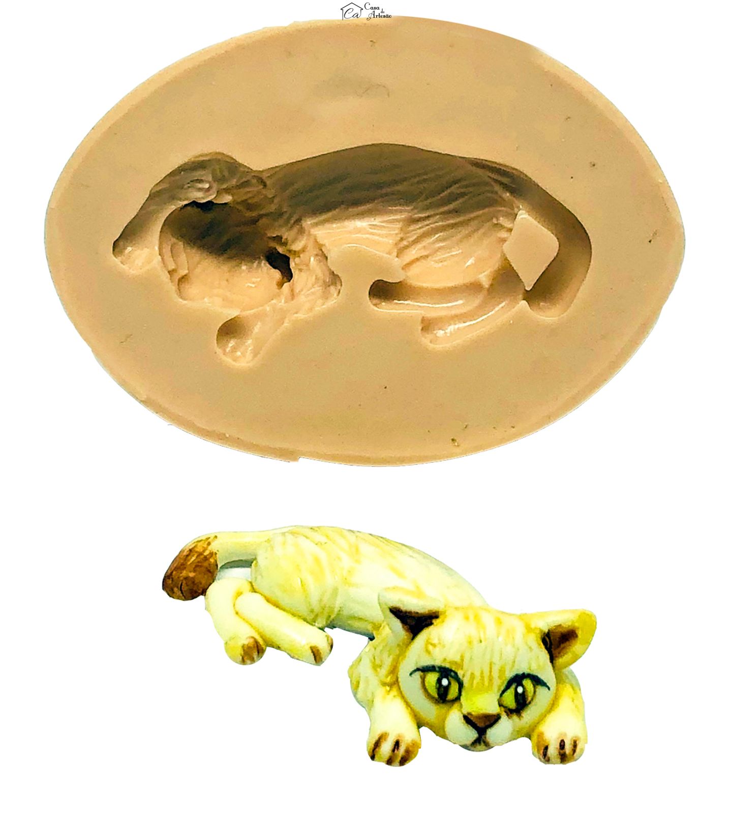 Molde de silicone - Gato - Deitado - Pequeno - P844