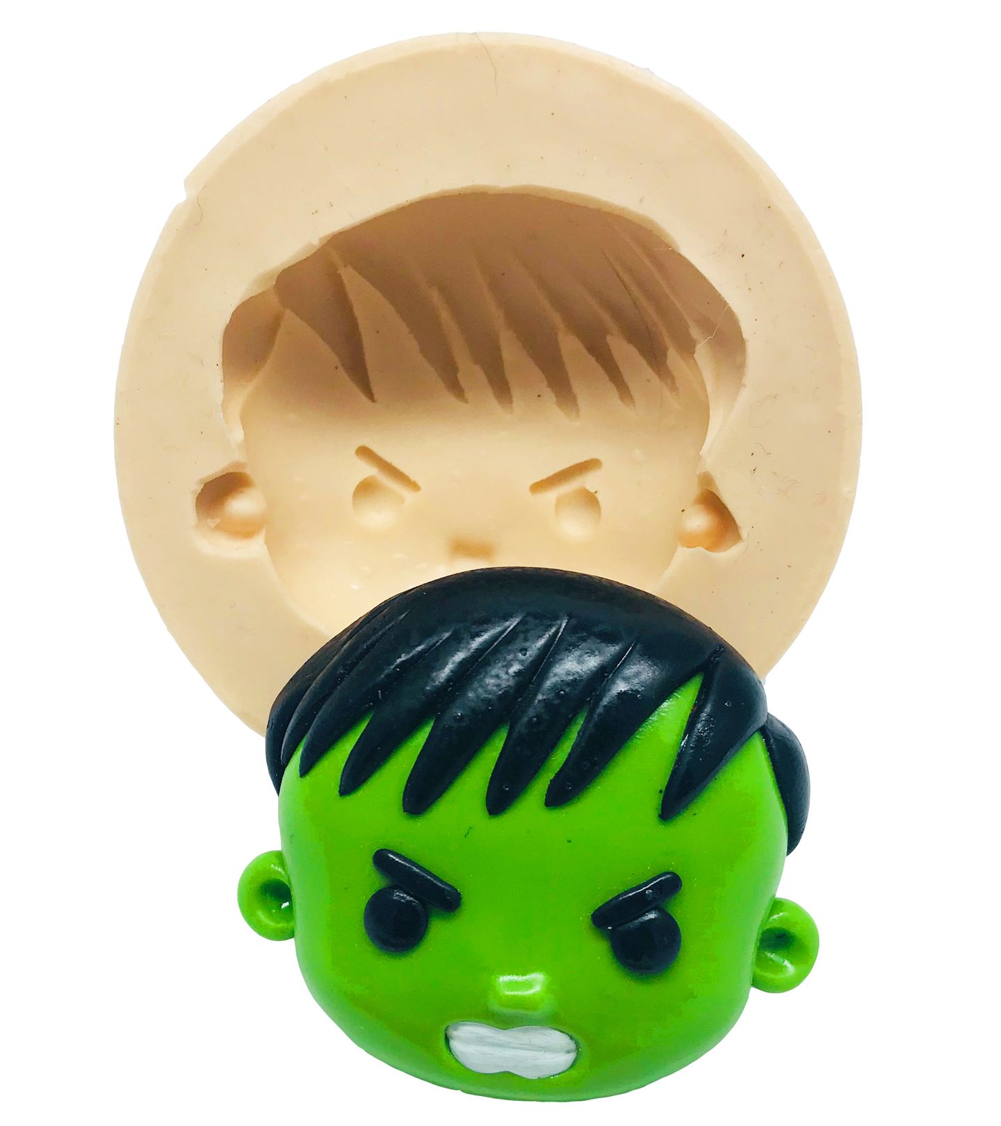 Molde de silicone - Os Vingadores - Fofinhos - Rosto Hulk - Grande - P492