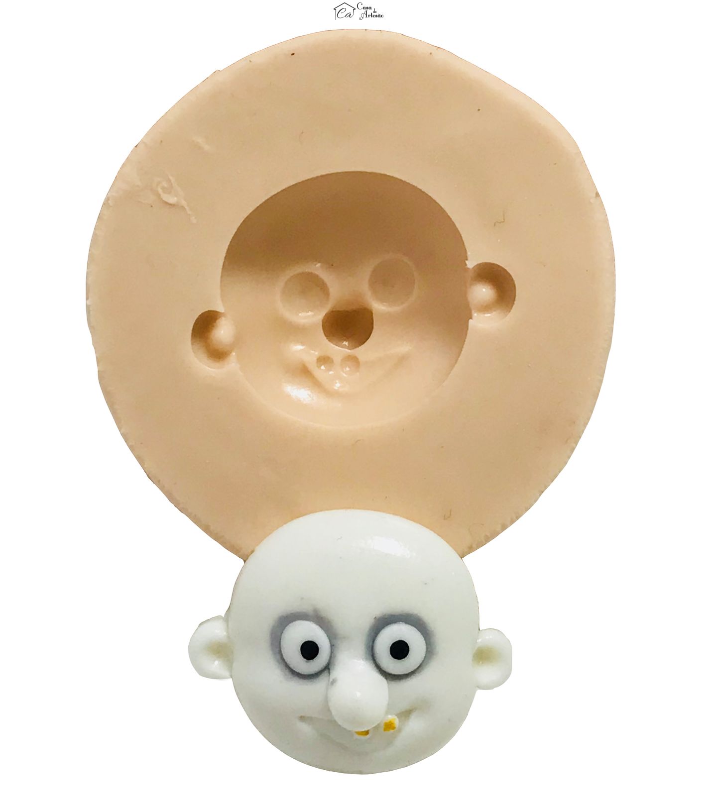 Molde de silicone - Familia Addams - Rosto Tio Fester - Pequeno - P412