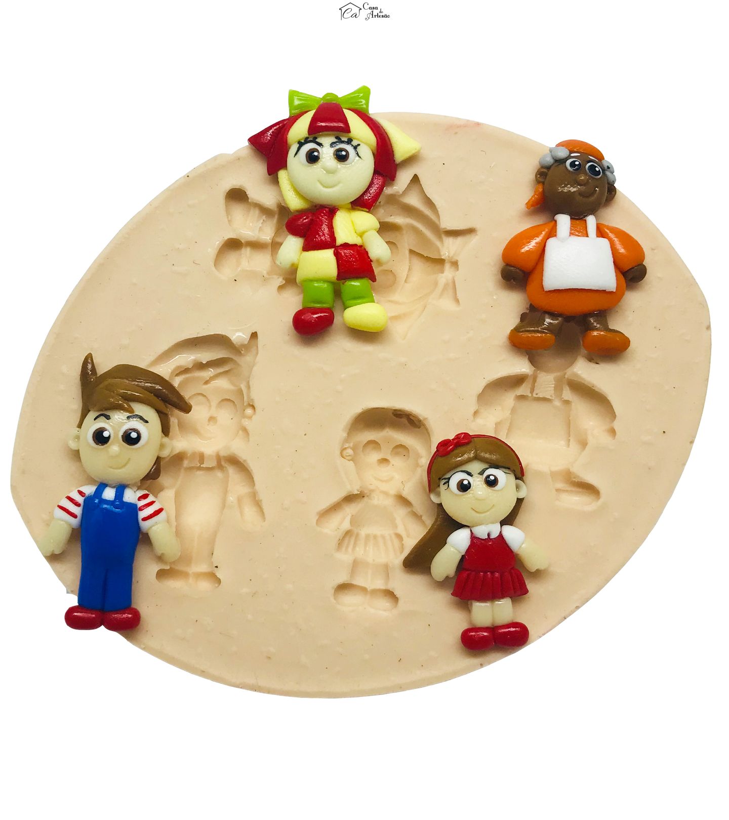 Molde de silicone - Sitio do Pica Pau Amarelo - Pedro, Narizinho, Emilia, Nastacia - Pq - P490