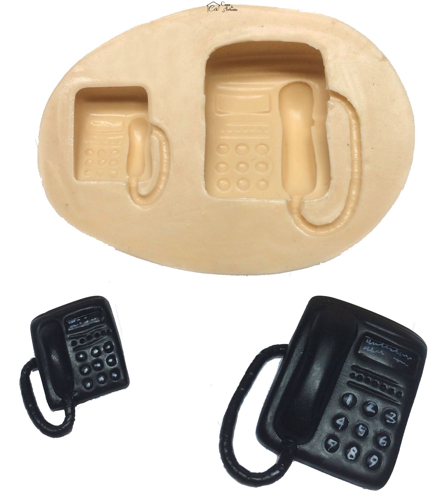 Molde de silicone - Telefone - Aparelho - 02 Tamanhos - Mod. 01 - P244