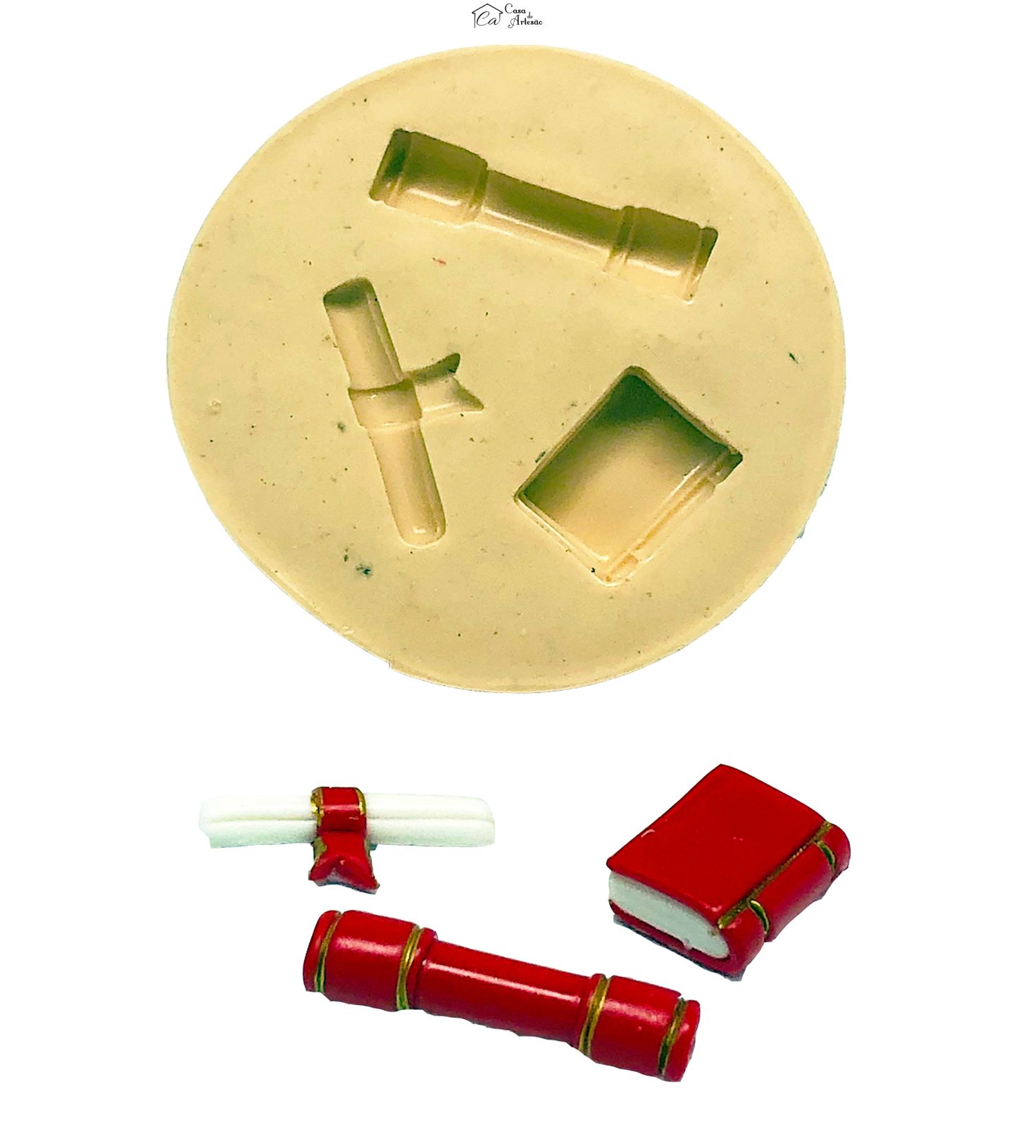 Molde de silicone - Formatura - Diploma, Canudo e Livro - Pequeno - P863