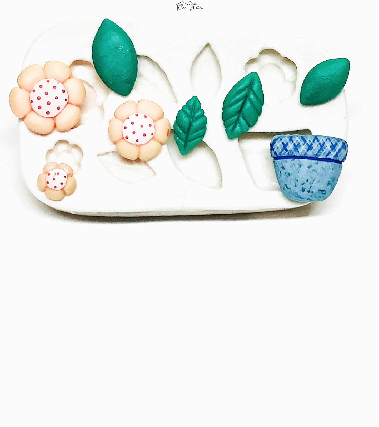 Molde de silicone - Vaso e Flores - P108