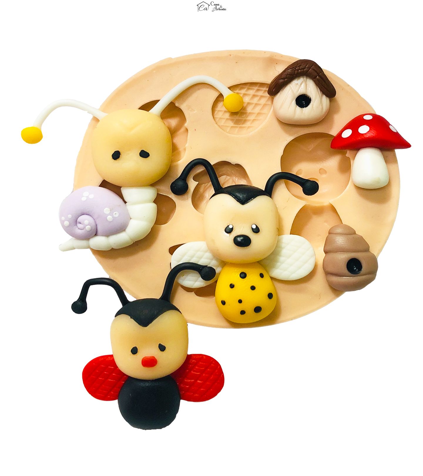 Molde de silicone - Abelha, Joaninha e Borboleta - Pequena - P834