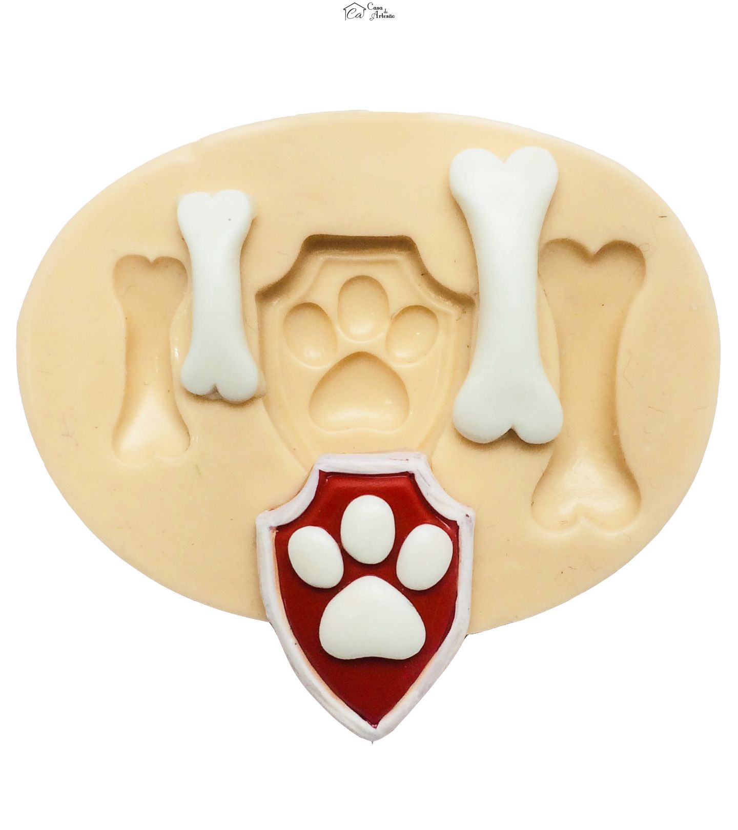 Molde de silicone - Patrulha Canina - Escudo e Osso - Pequeno -  P318