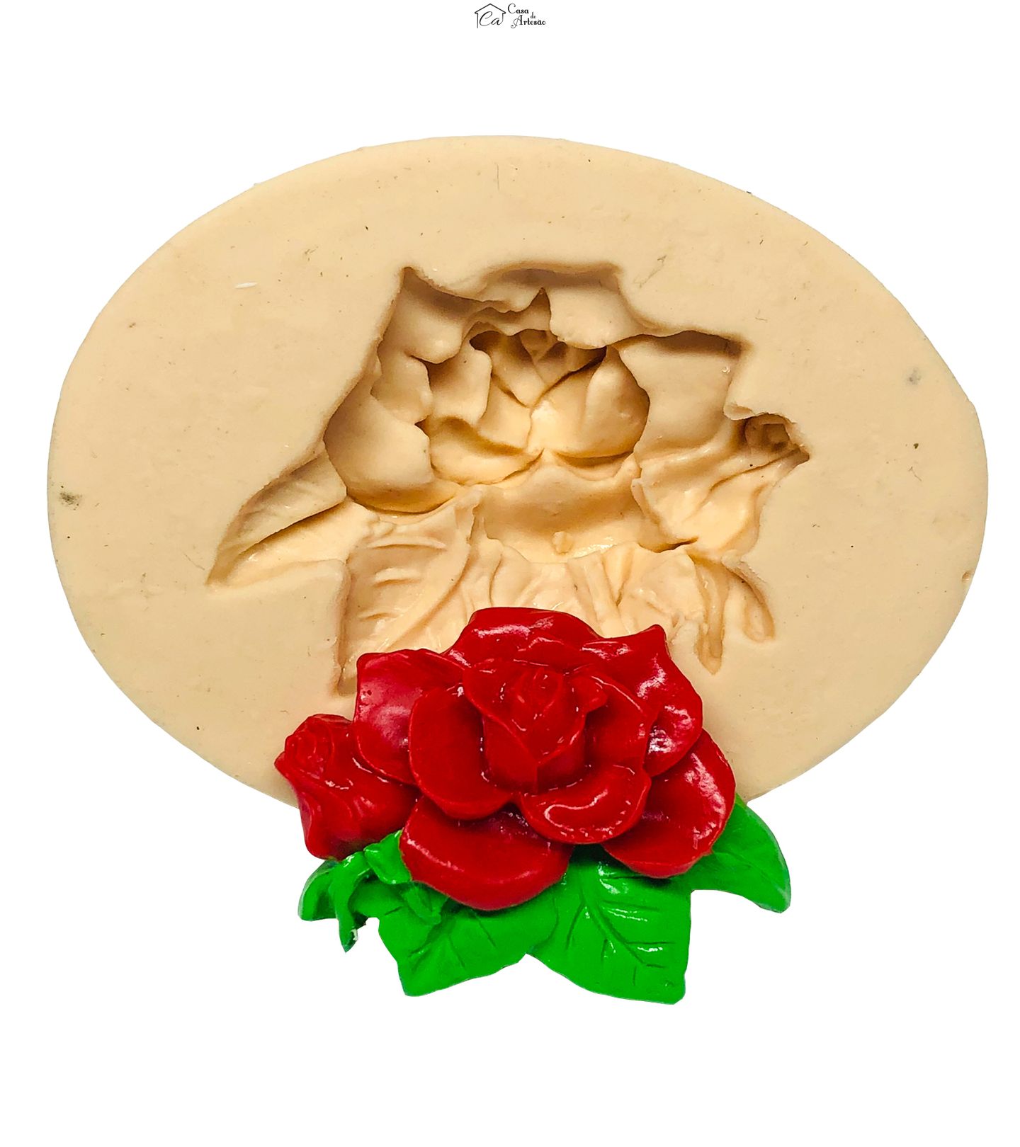 Molde de silicone - Rosa com Folhas - P660/P197