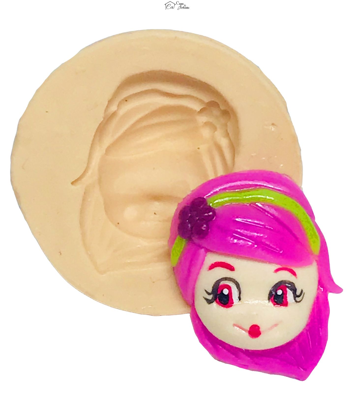 Molde de silicone - Moranguinho - Rosto  Cachinho de Framboesa - PP - P515