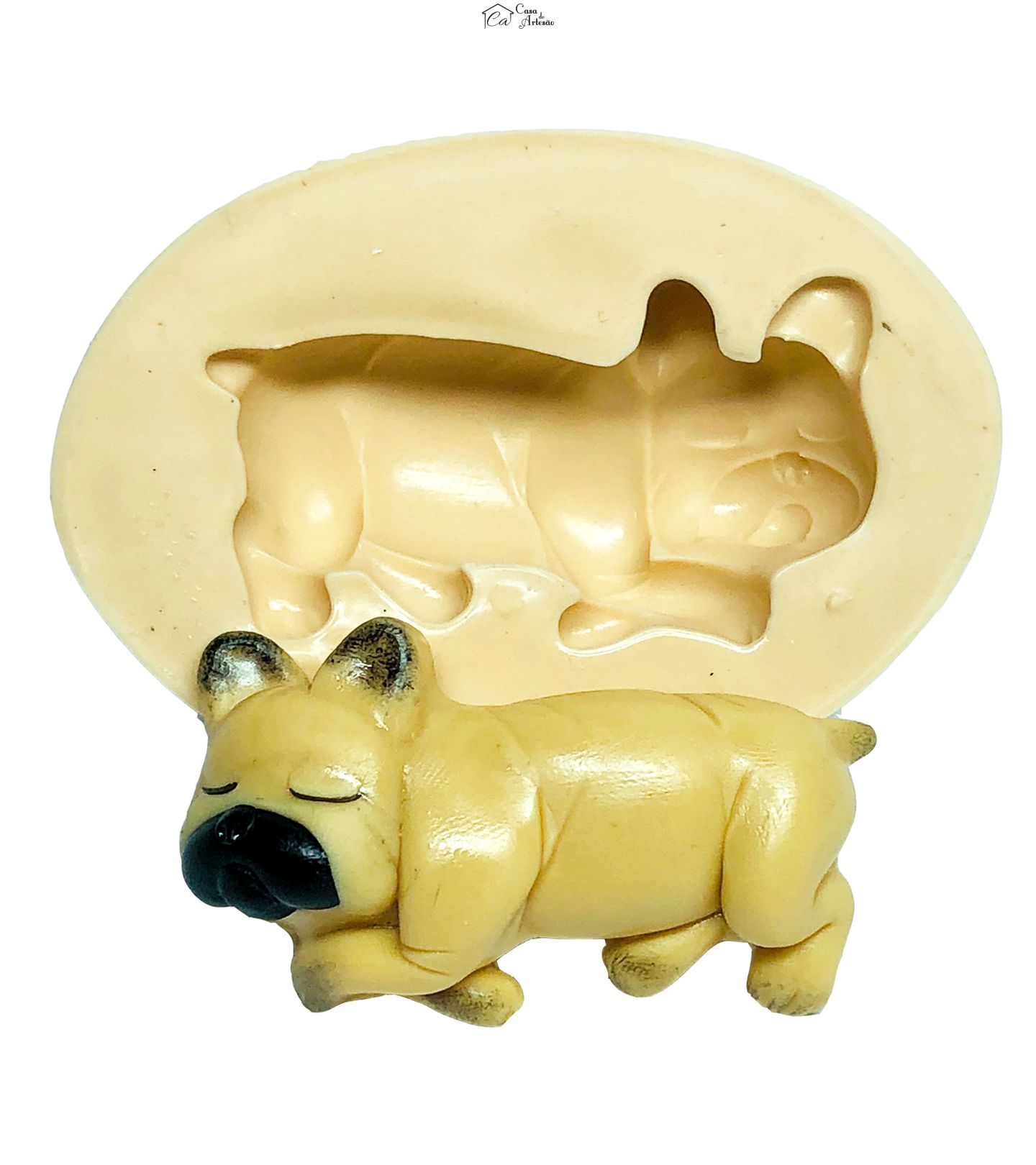 Molde de silicone - Cachorro -  Bulldog Dormindo - Medio - P745