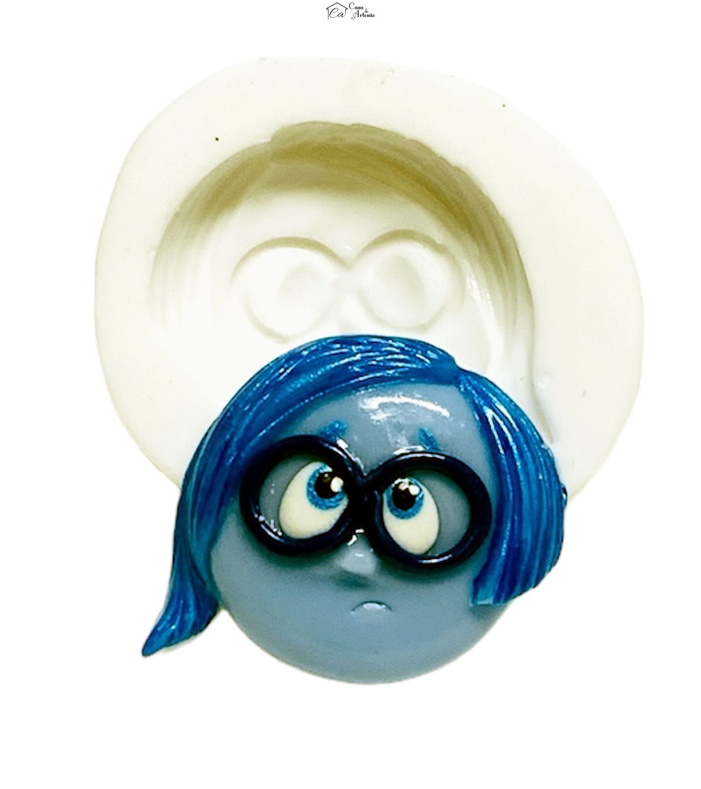 Molde de silicone - Divertida Mente - Rosto Tristeza - Medio - P1243