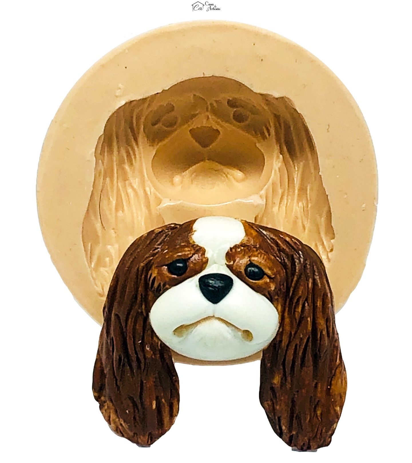 Molde de silicone - Cachorro - Rosto Cavalier - Grande - P781