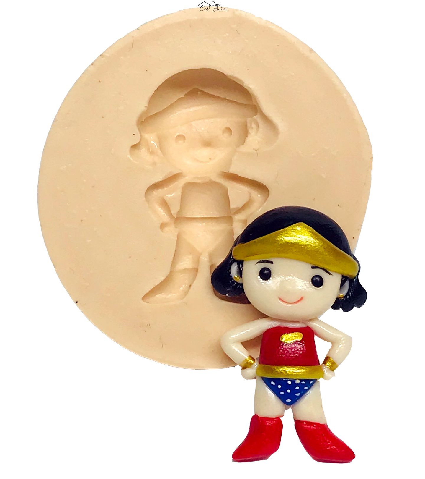 Molde de silicone - Liga da Justiça - Fofinhos - Mulher Maravilha - Pequena - P509