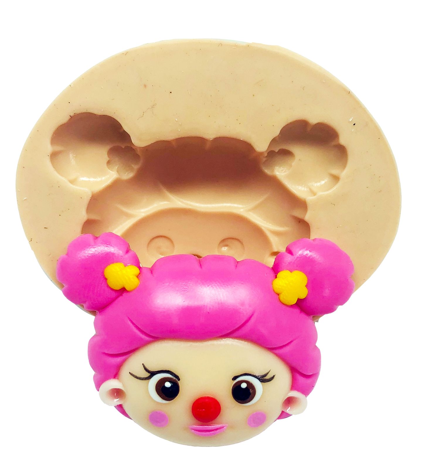 Molde de silicone - Circo Rosa - Rosto Palhaça 1 - Media - P819