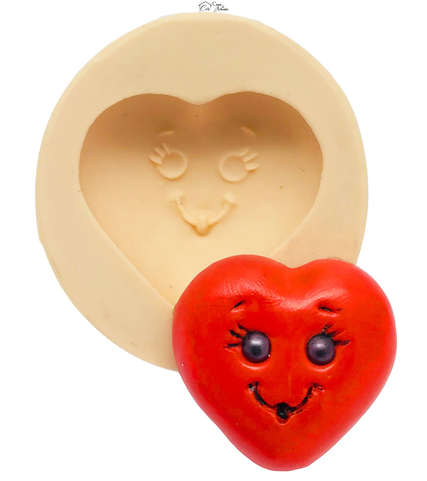 Molde de silicone - Coração com Rosto