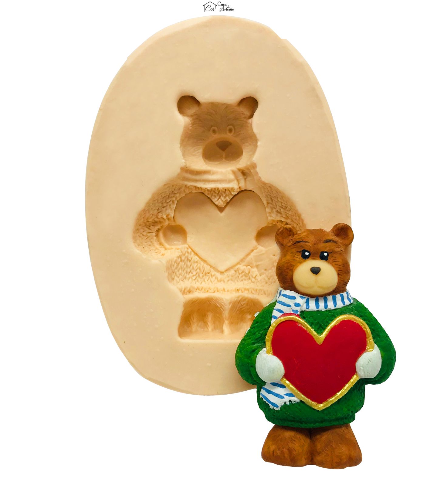 Molde de silicone - Urso c/ Coração e Cachicol