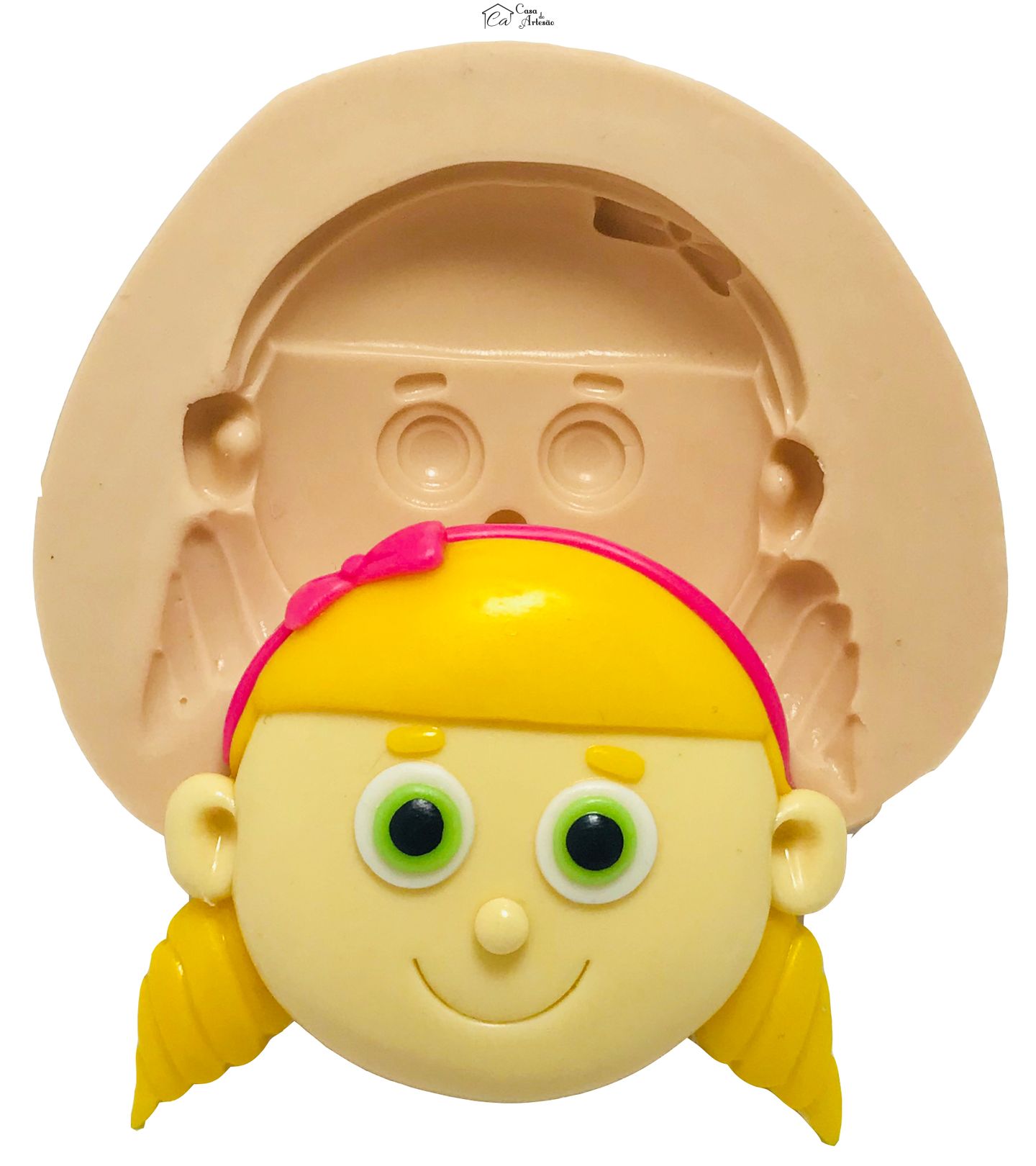 Molde de silicone - Os Pequerruchos - Rosto Aninha - Grande - P418