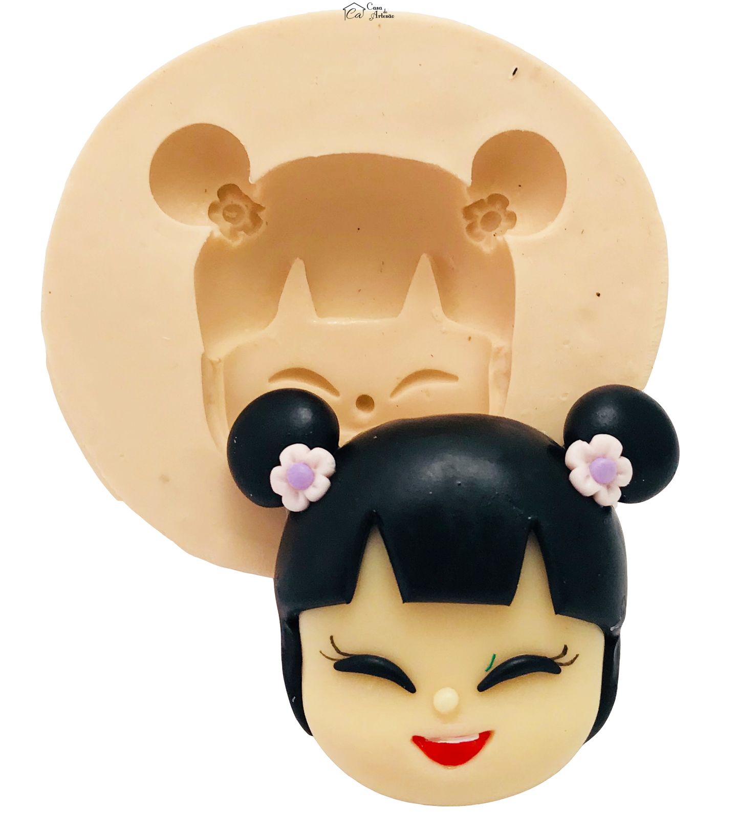 Molde de silicone - Rosto Gueixa - Mod.02 - Medio - P446