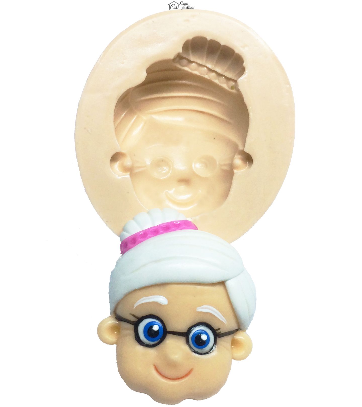 Molde de silicone - Chapeuzinho Vermelho - Rosto Vovo Grande - P313