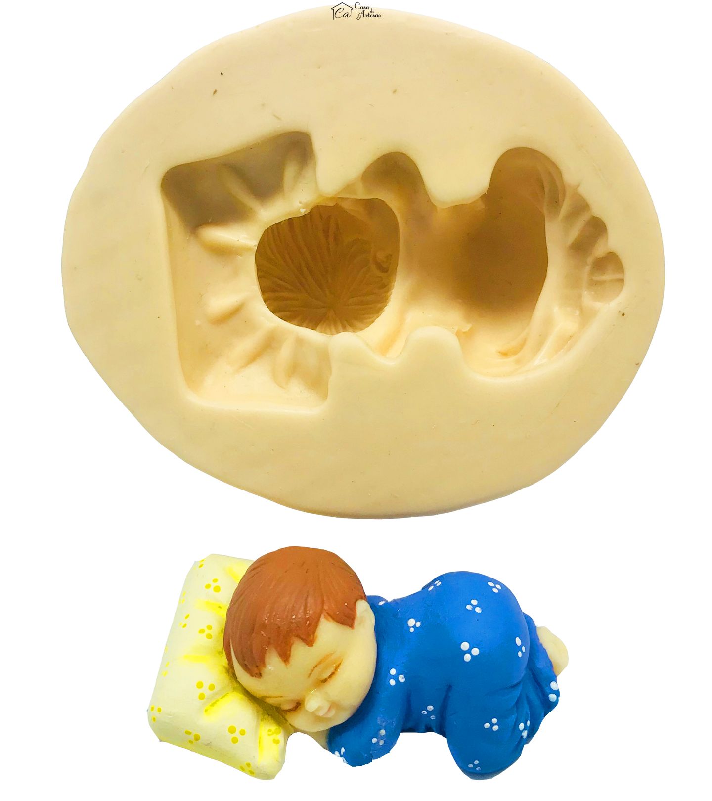 Molde de silicone - Bebe de Bruços no Travesseiro