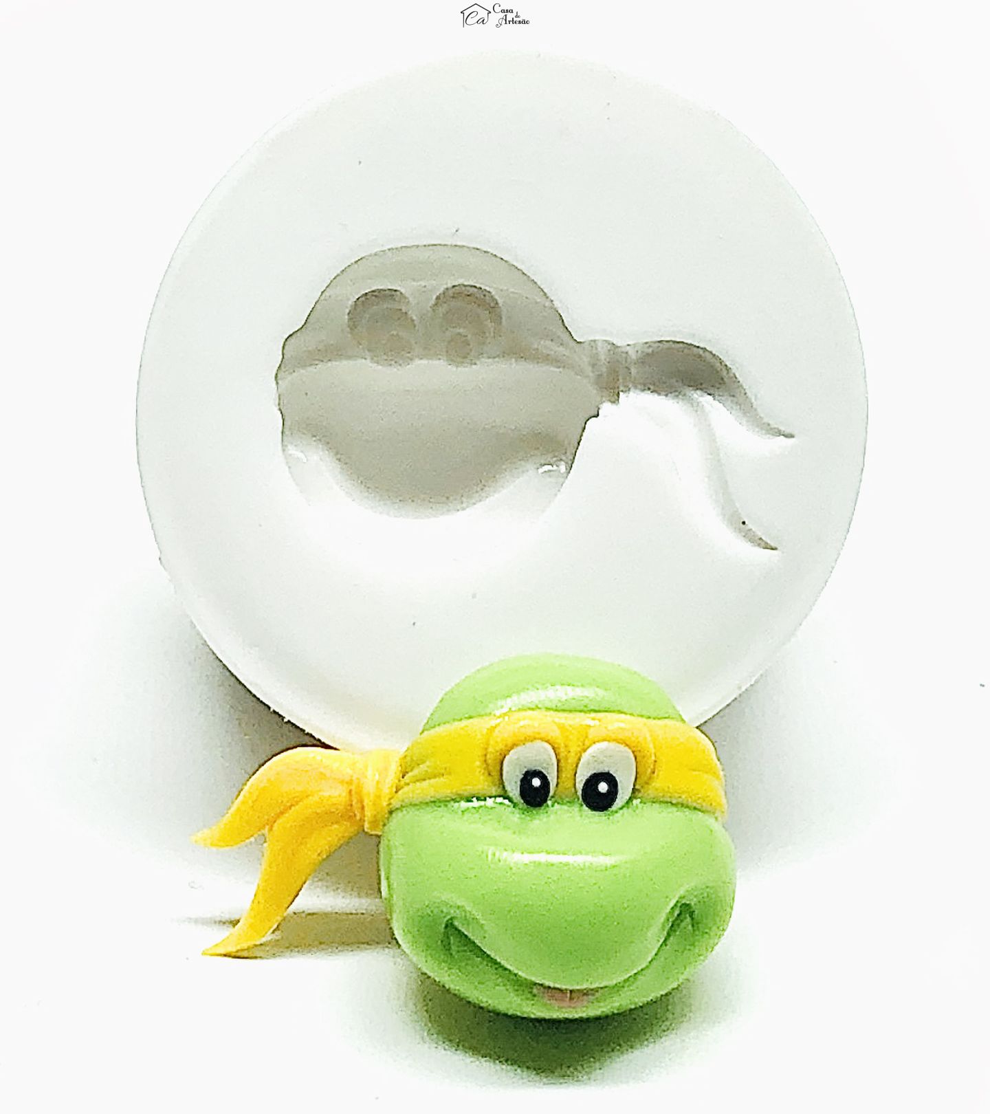 Molde de silicone - Tartarugas Ninjas - Rosto Michelangelo - Pequeno - P969