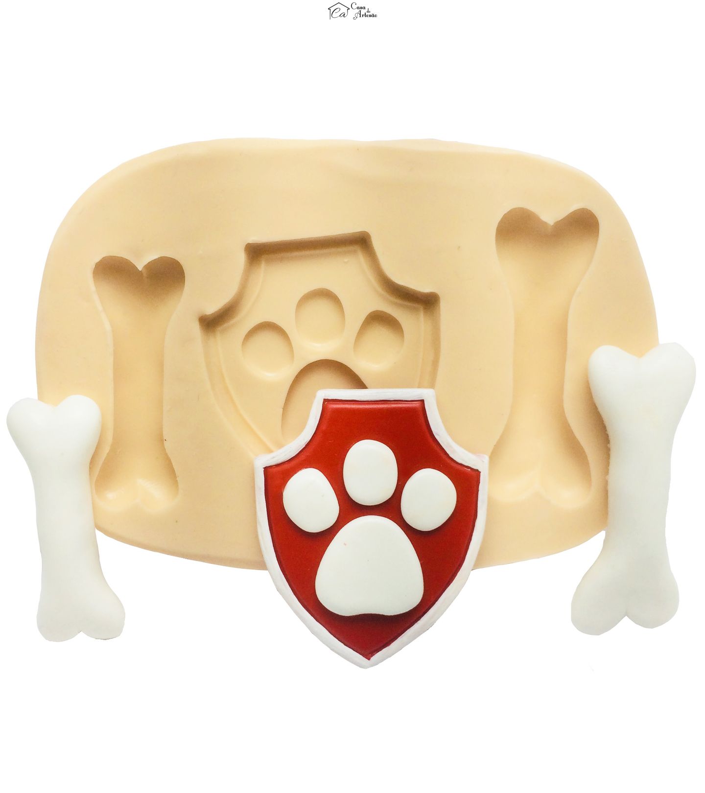 Molde de silicone - Patrulha Canina - Escudo e Osso - Grande -  P326