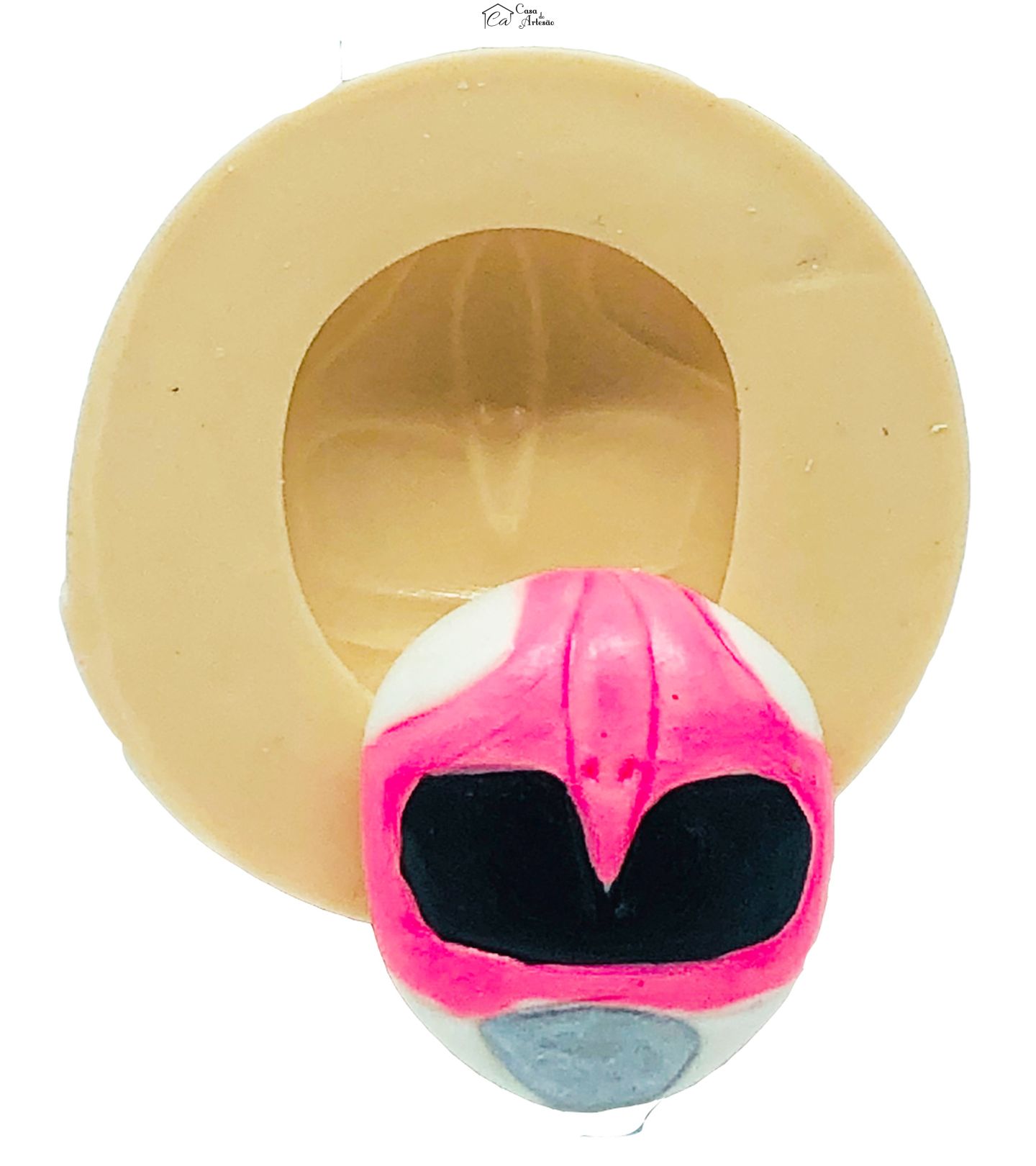 Molde de silicone - Power Ranger - Rosto Rosa - Pequeno - P794