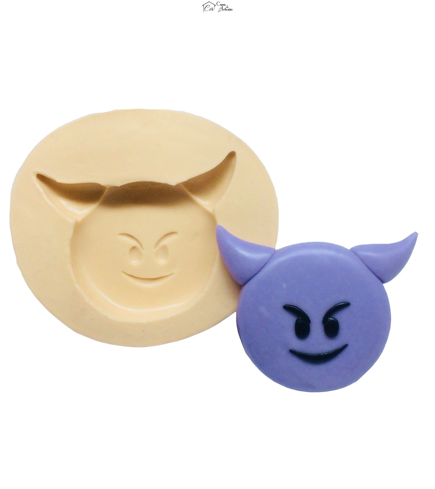 Molde de silicone - Emoji O filme - Rosto Diabinho Lilas - Grande - P321
