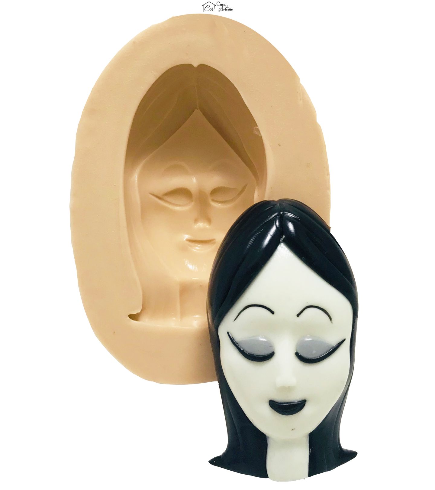 Molde de silicone - Familia Addams - Rosto Morticia - Grande - P412