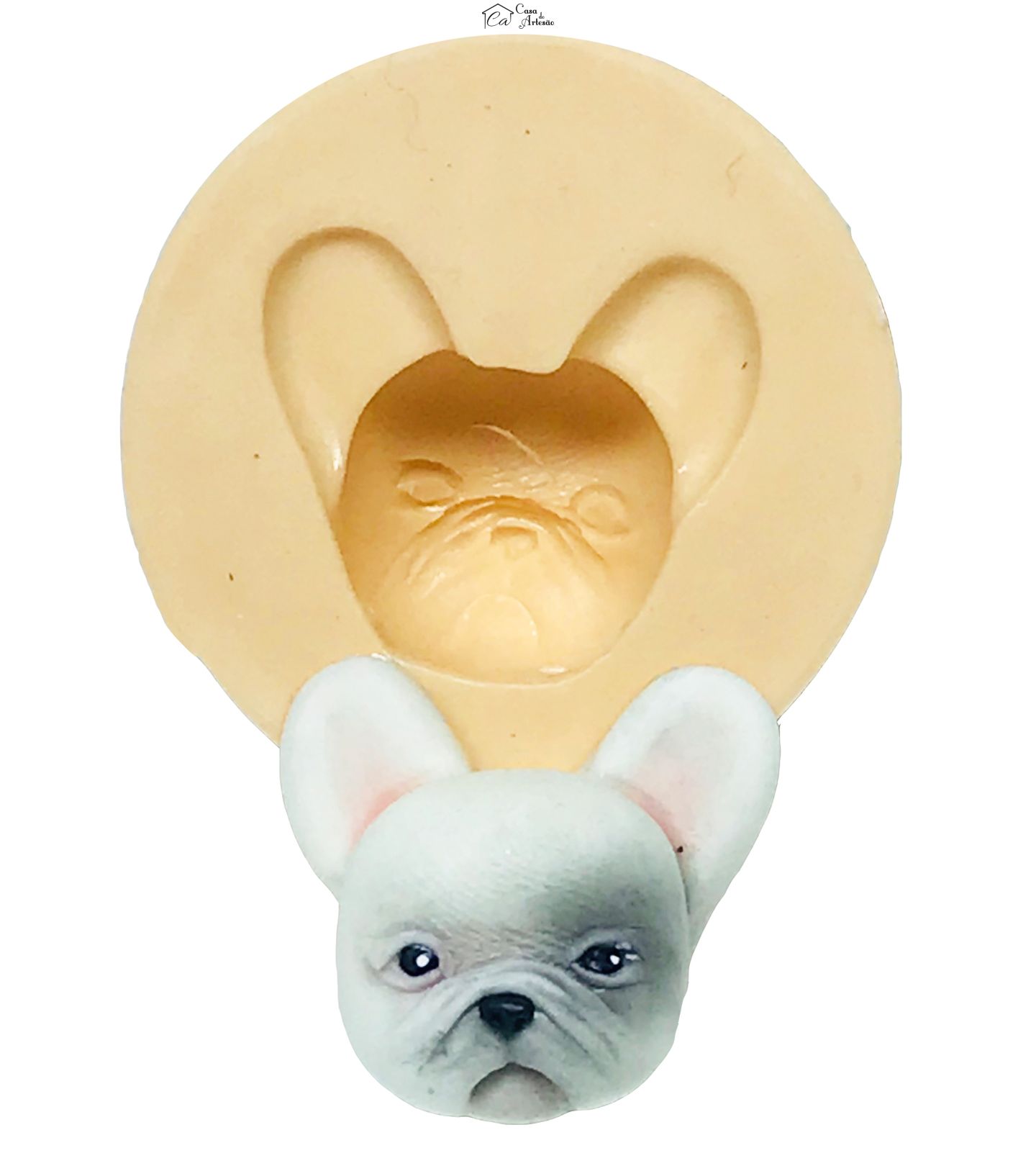 Molde de silicone - Cachorro - Rosto Buldog Francês - Pequeno - P625