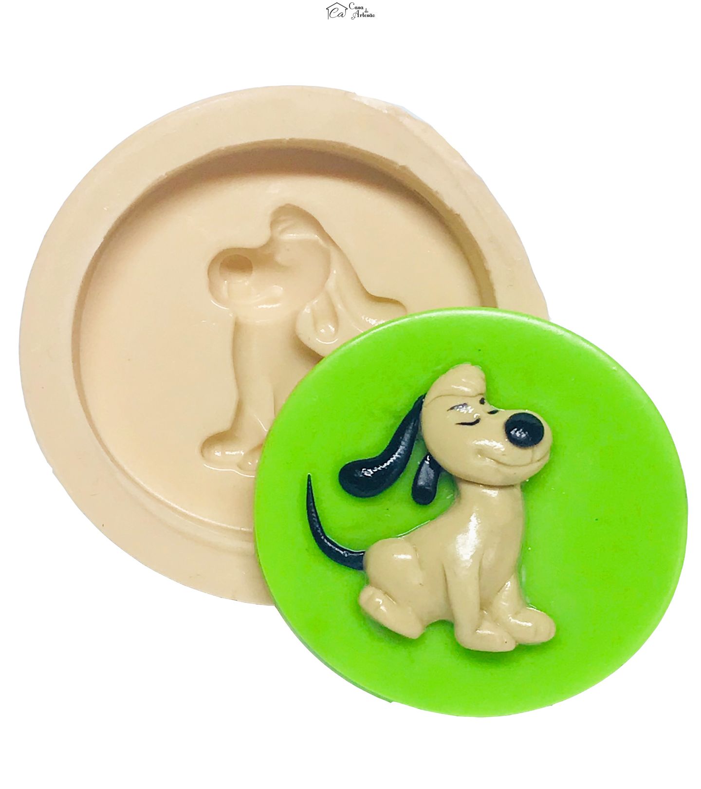 Molde de silicone - Galinha Pintadinha com Base - Cão Amigo - Medio - P528