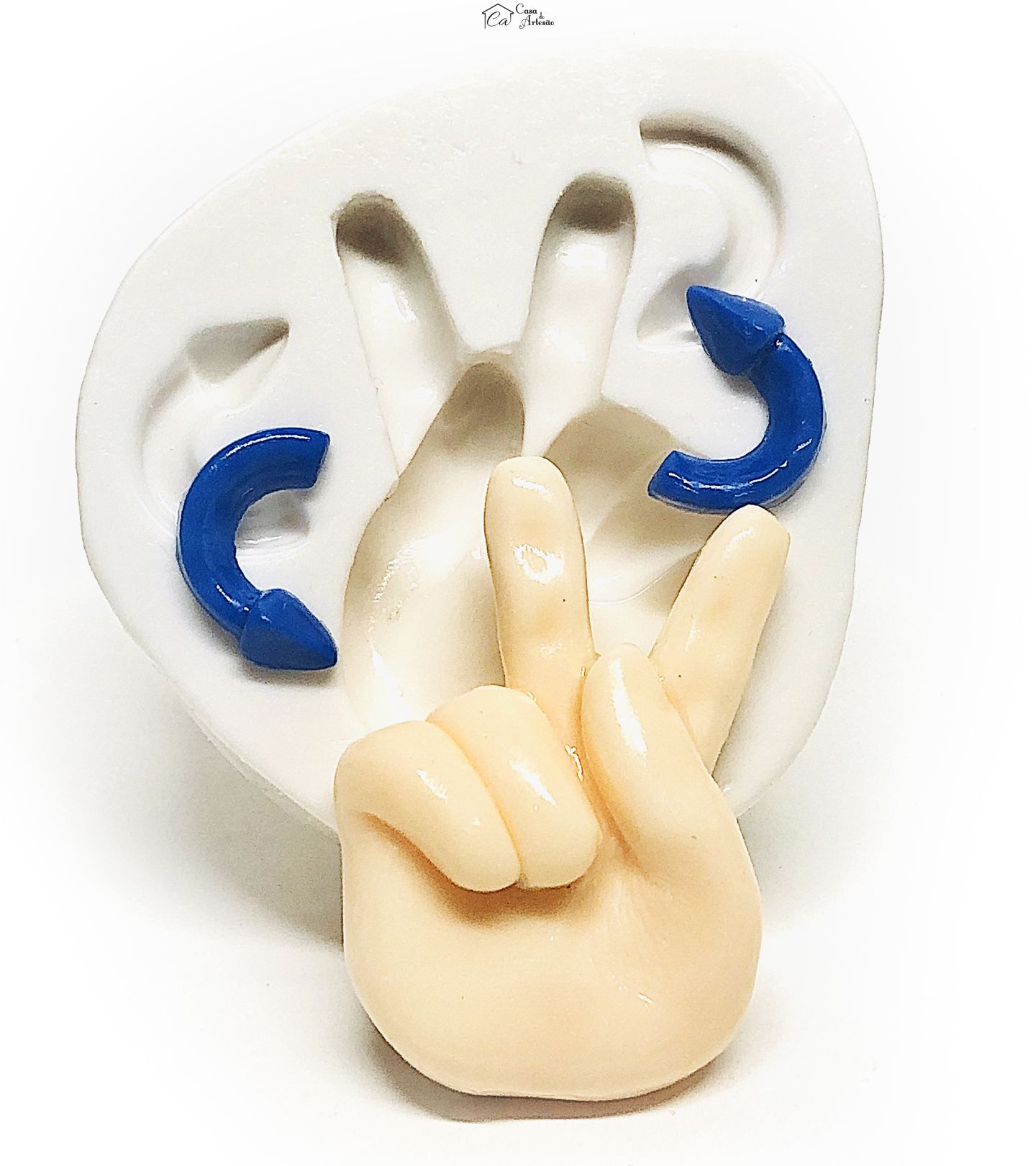 Molde de silicone - Alfabeto Libras - H - Grande - P1102