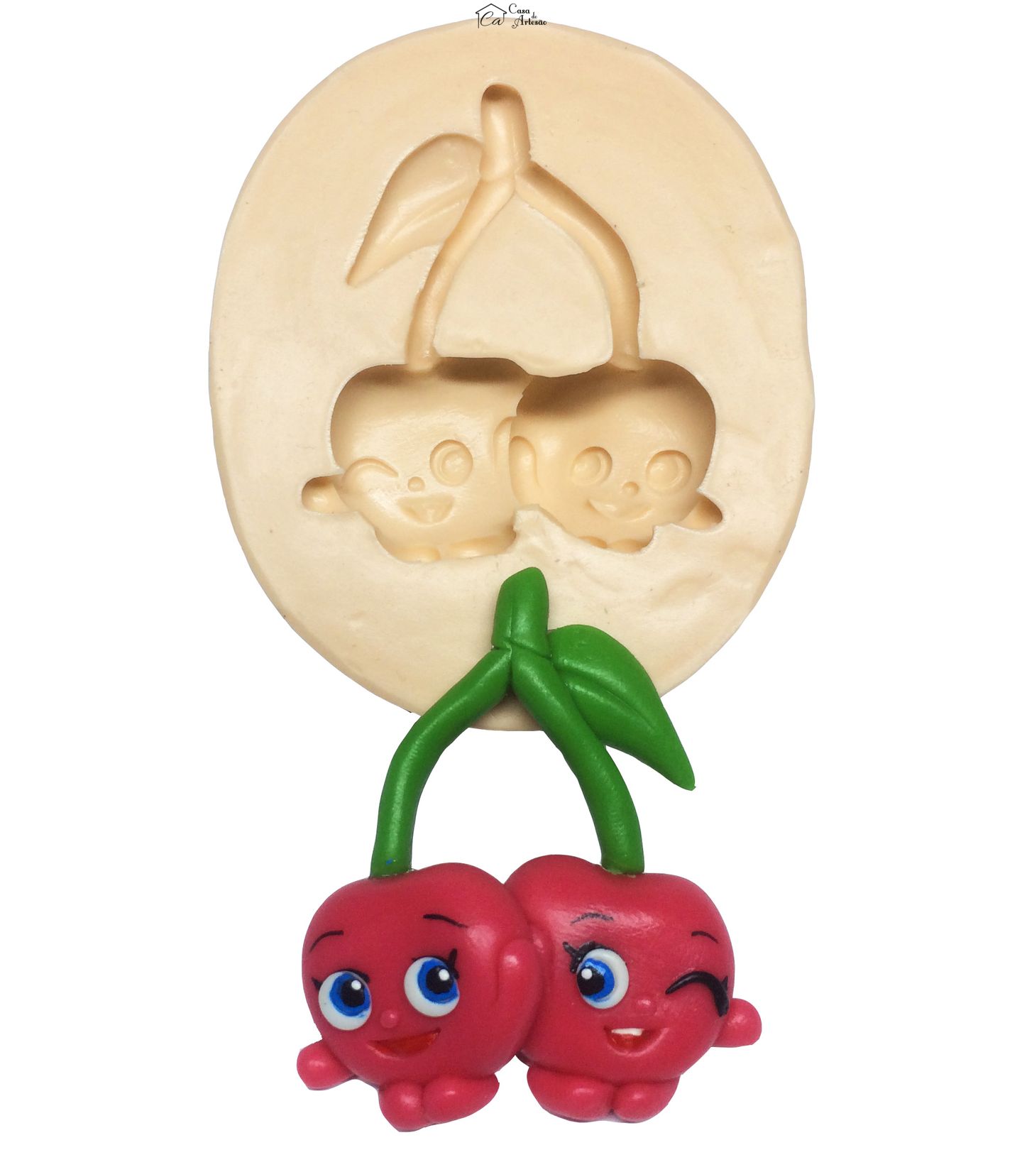 Molde de silicone - Shopkins -  Double Cherries - P240