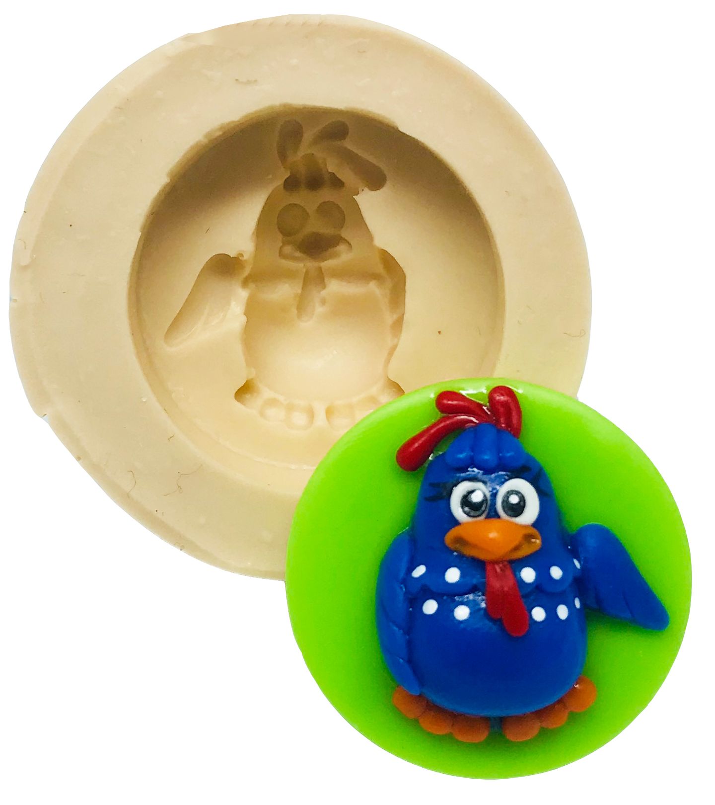 Molde de silicone - Galinha Pintadinha com Base - Galinha - Pequena - P503