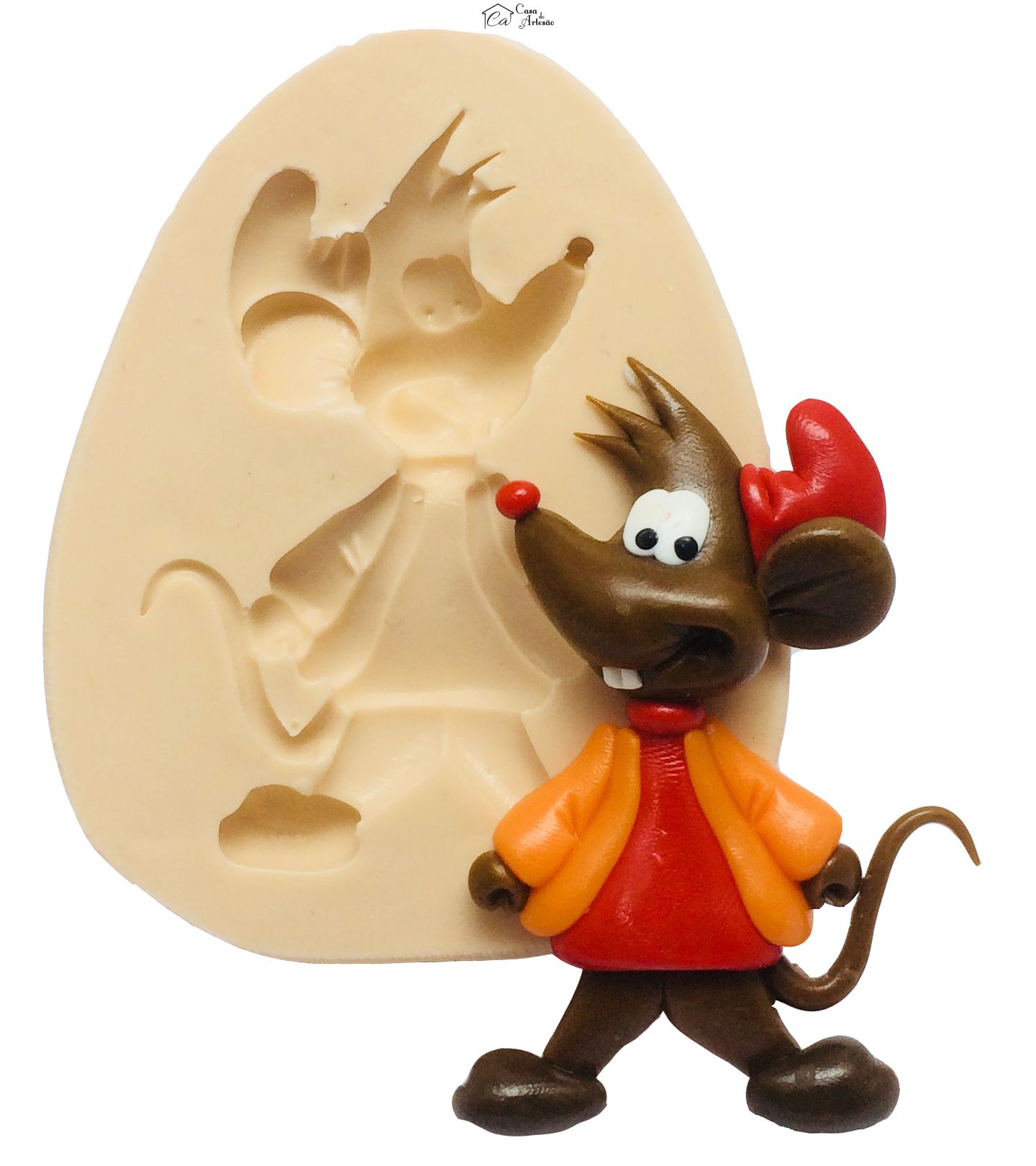 Molde de silicone - Cinderela - Rato Jaq Medio - P288