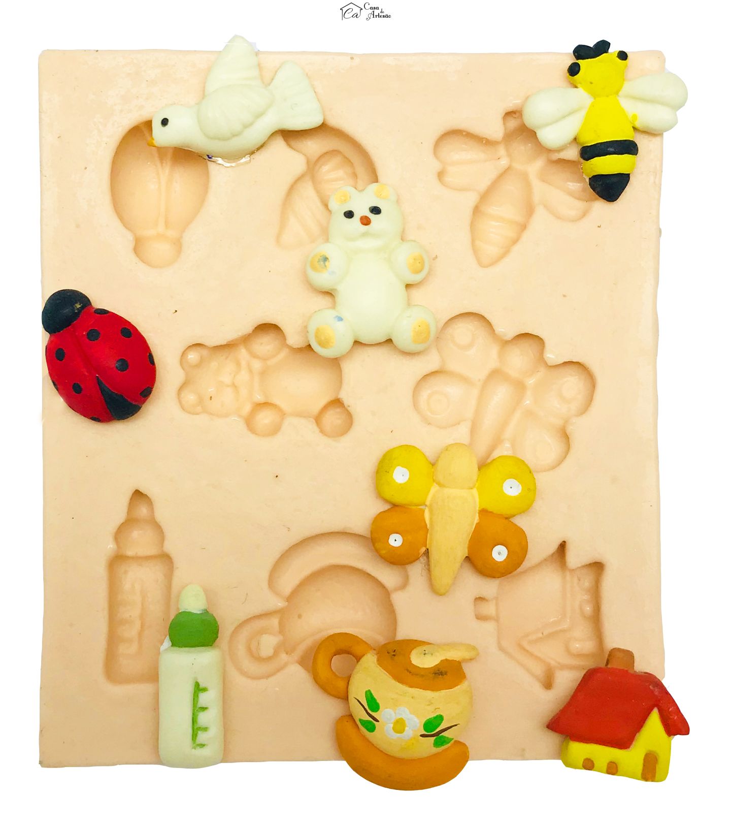 Molde de silicone - Mamadeira, Xicara, Casa, Urso, Pombo, Etc - P56