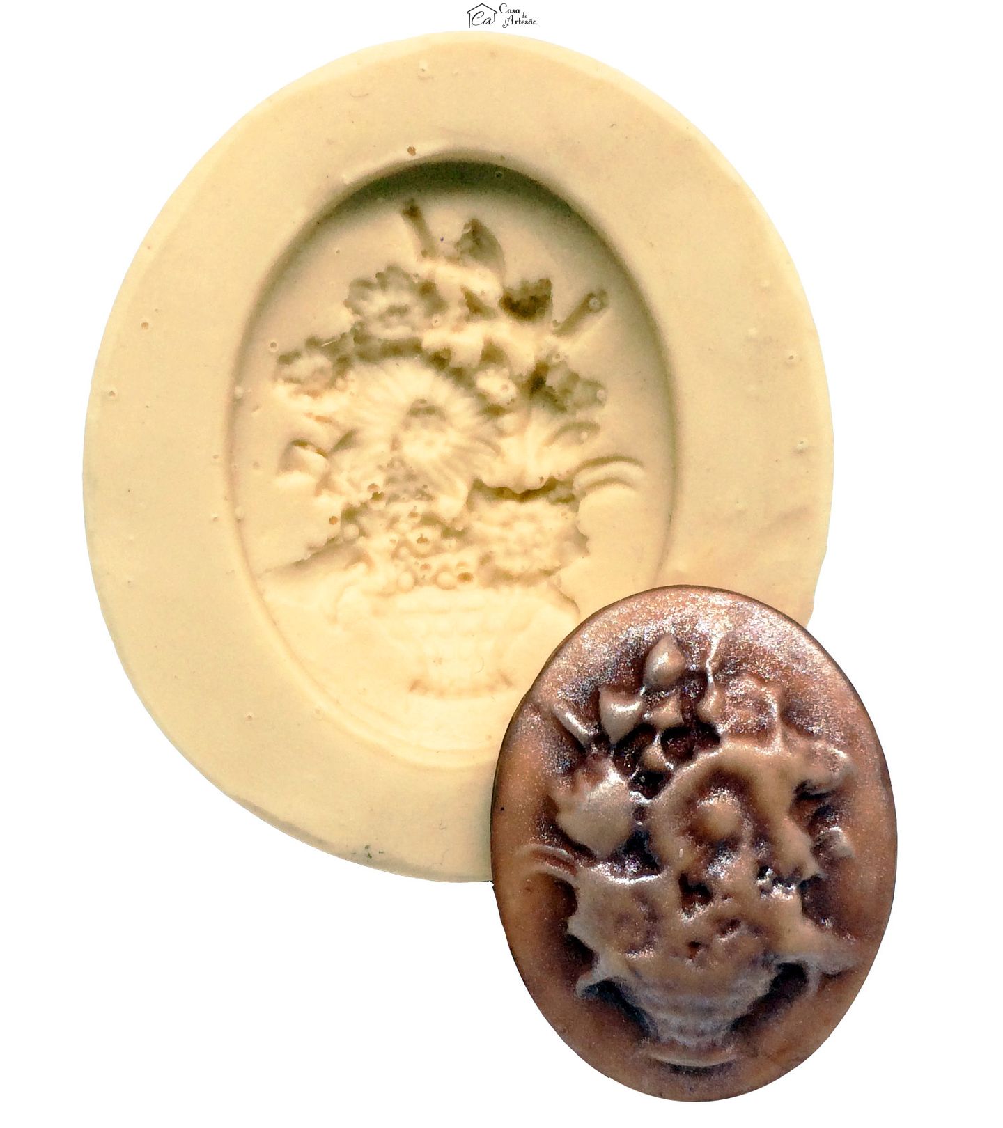 Molde de silicone - Tampa Oval Para Pote Trabalhada - 1