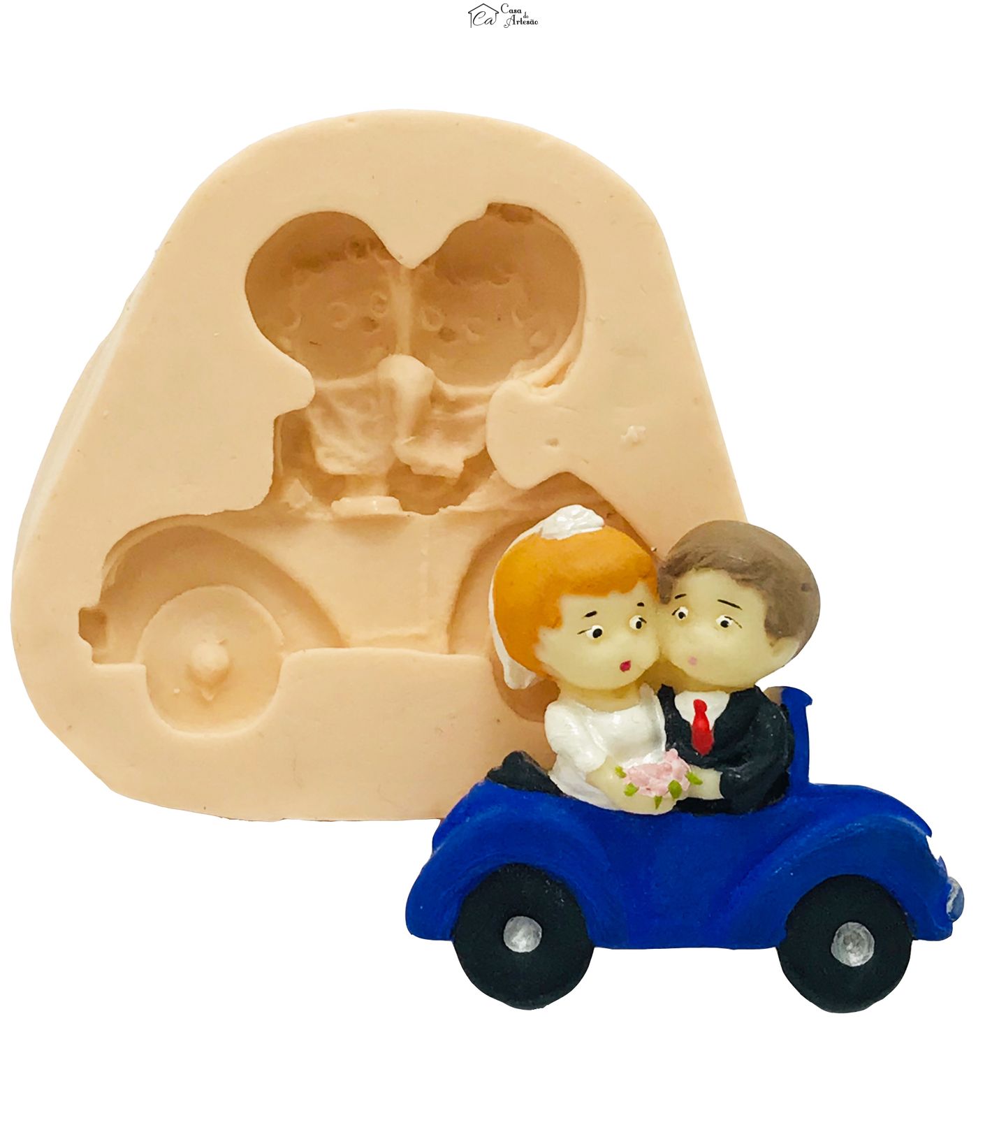 Molde de silicone - Casal de Noivos no Carro - P37