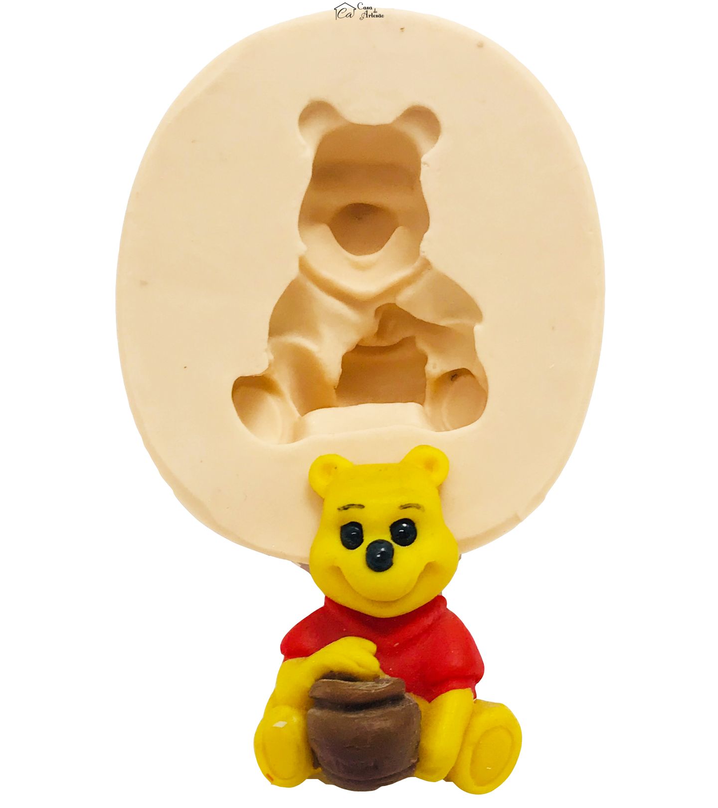 Molde de silicone - Turma do Urso Pooh - Pooh Sentado c/ Pote de Mel