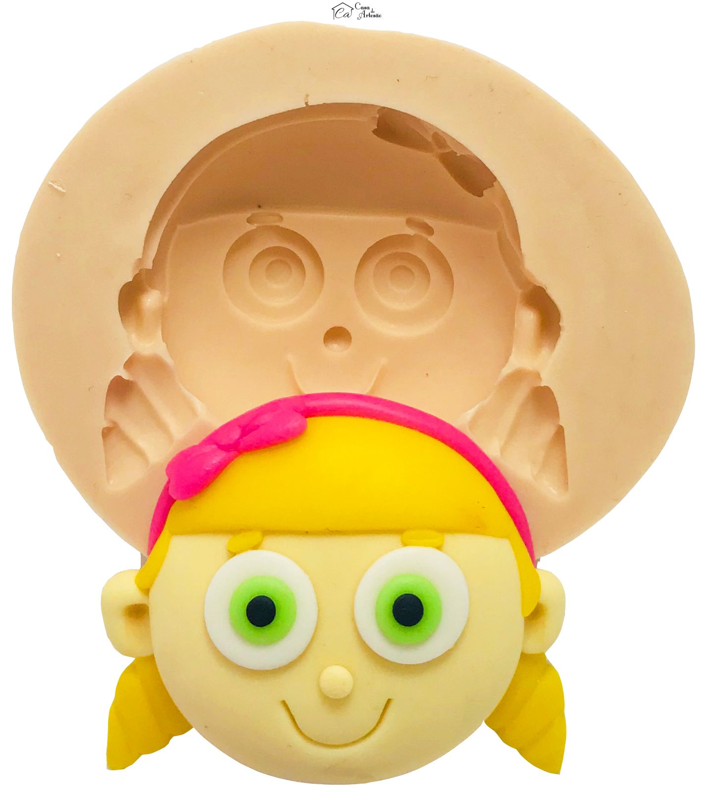 Molde de silicone - Os Pequerruchos - Rosto Aninha - Medio - P419