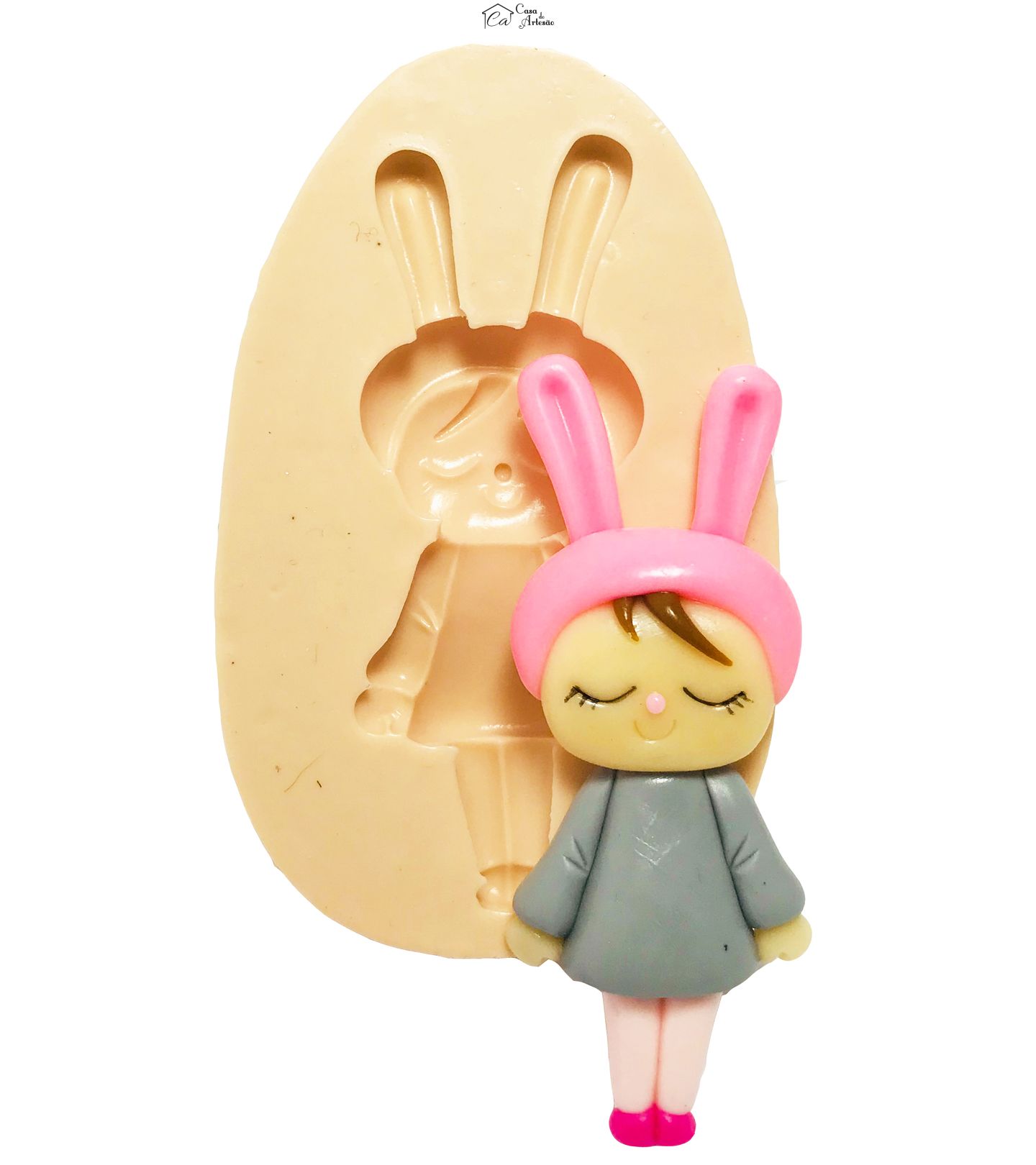 Molde de silicone - Me too Doll - Angela Coelha Cinza - Grande - P426