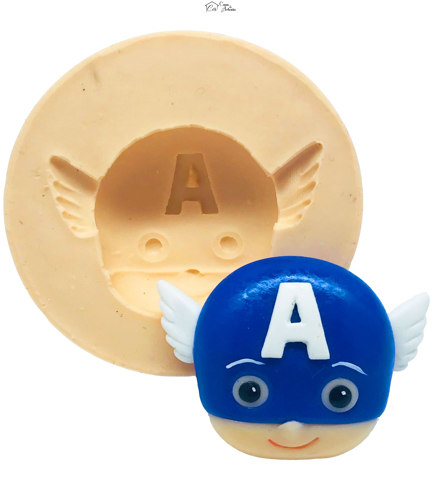 Molde de silicone - Os Vingadores - Fofinhos - Rosto Capitao America - Grande - P480