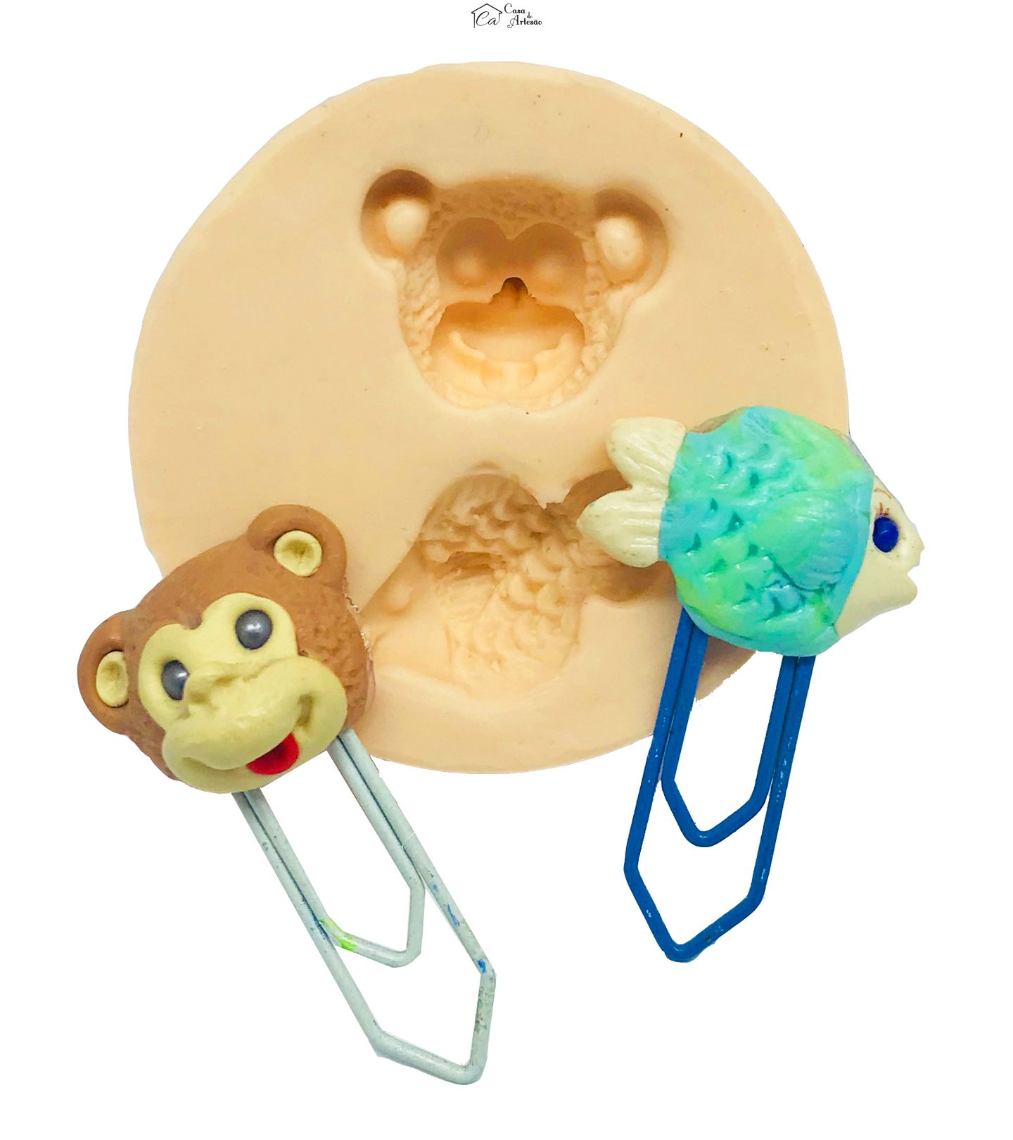 Molde de silicone - Mini Cabecinha Macaquinho/Peixiinho