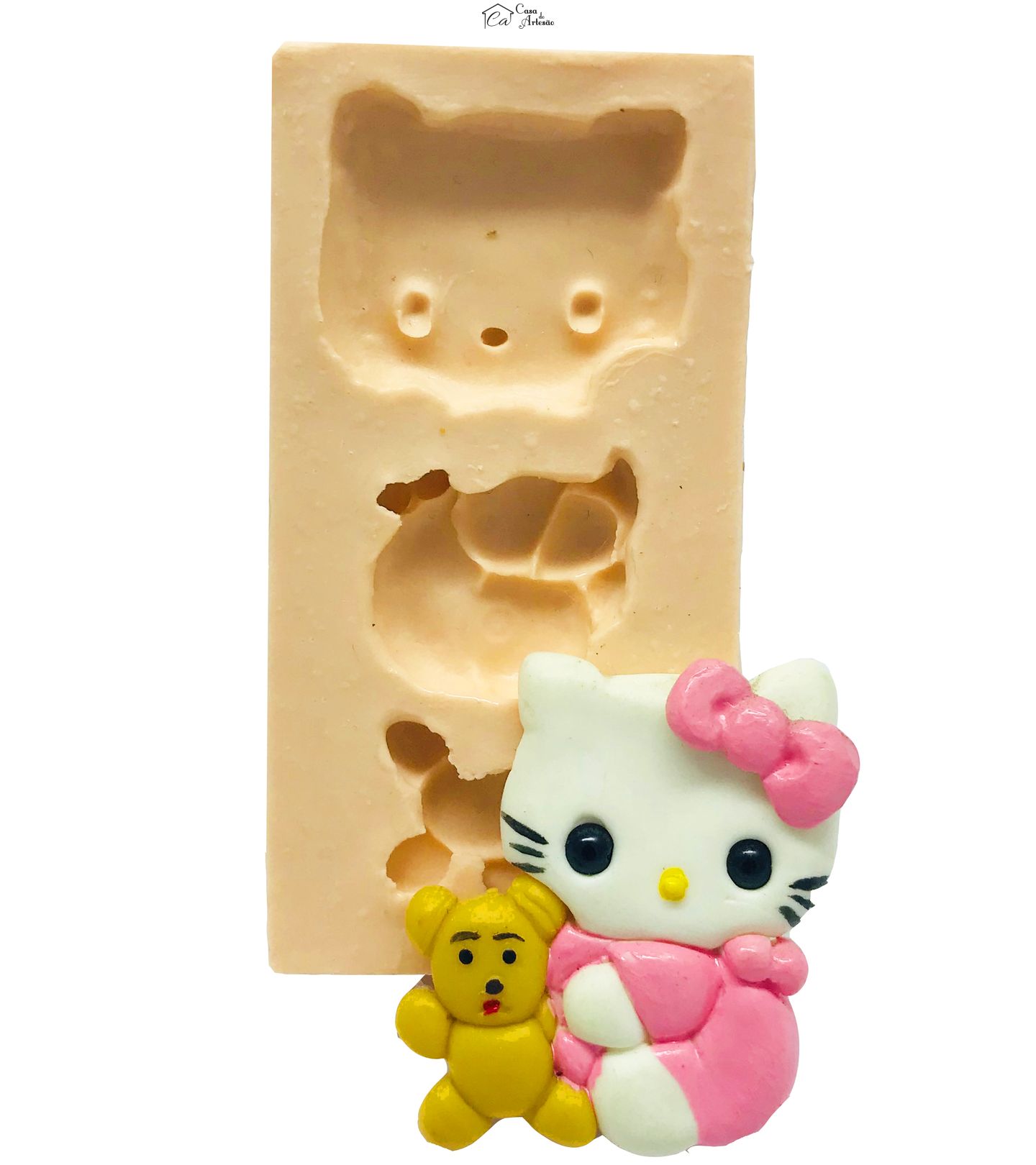 Molde de silicone - Hello Kitty Segurando Urso - P75