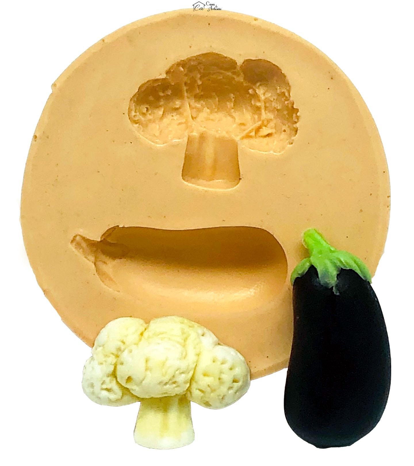 Molde de silicone - Legumes - Beringela e Couve-Flor - Pequena - P862