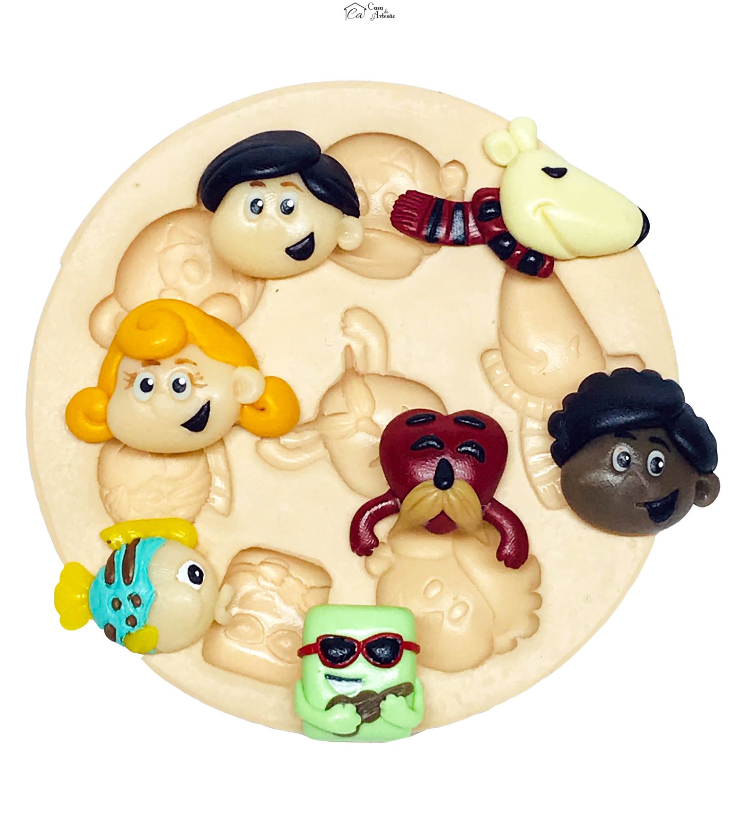 Molde de silicone - Tres Palavrinhas - Rosto Turma - Pequeno - P567