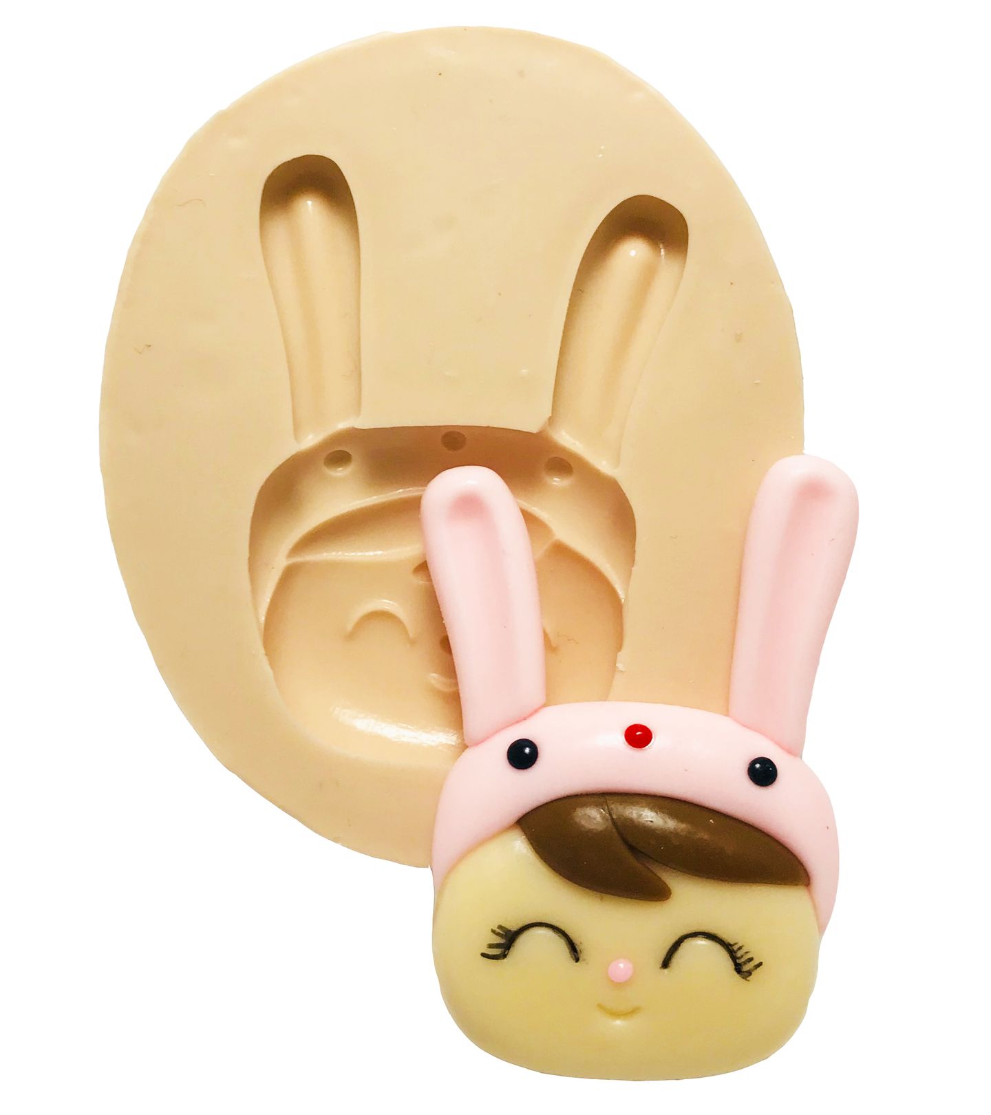 Molde de silicone - Me too Doll - Rosto Angela Coelha Pink - Grande - P427