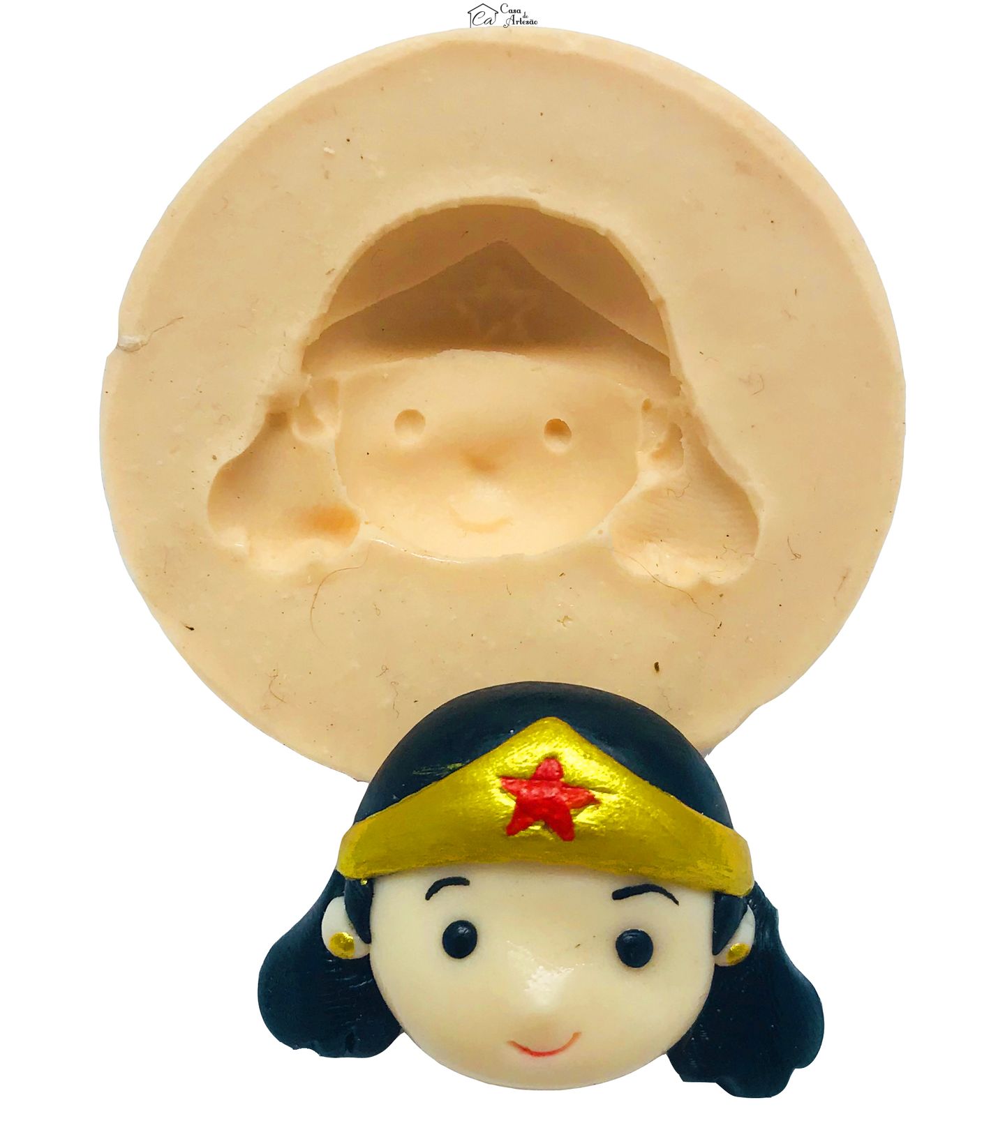 Molde de silicone - Liga da Justiça - Fofinhos - Rosto Mulher Maravilha - Md - P496