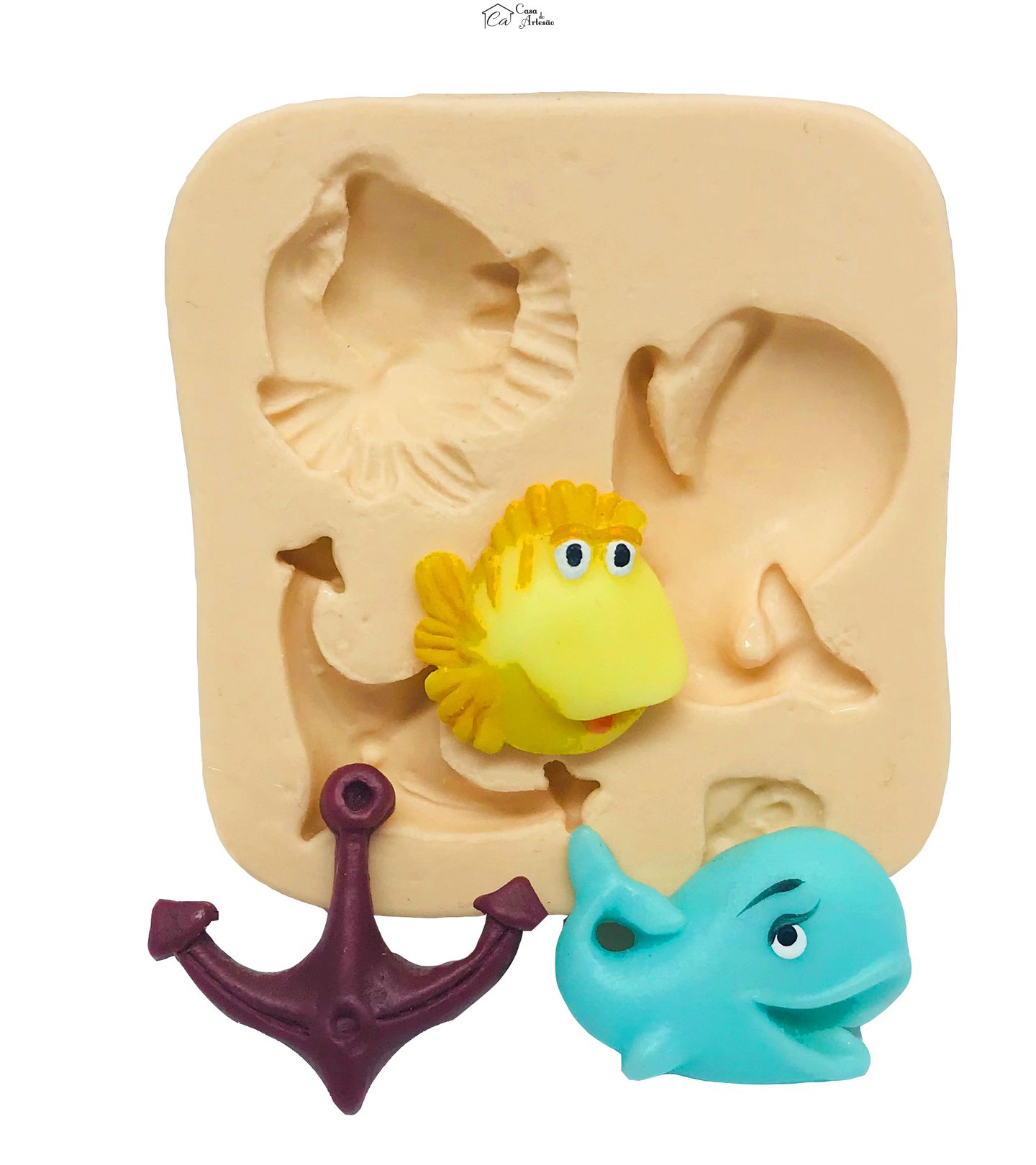 Molde de silicone - Ancora, Baleia, Peixe - P16