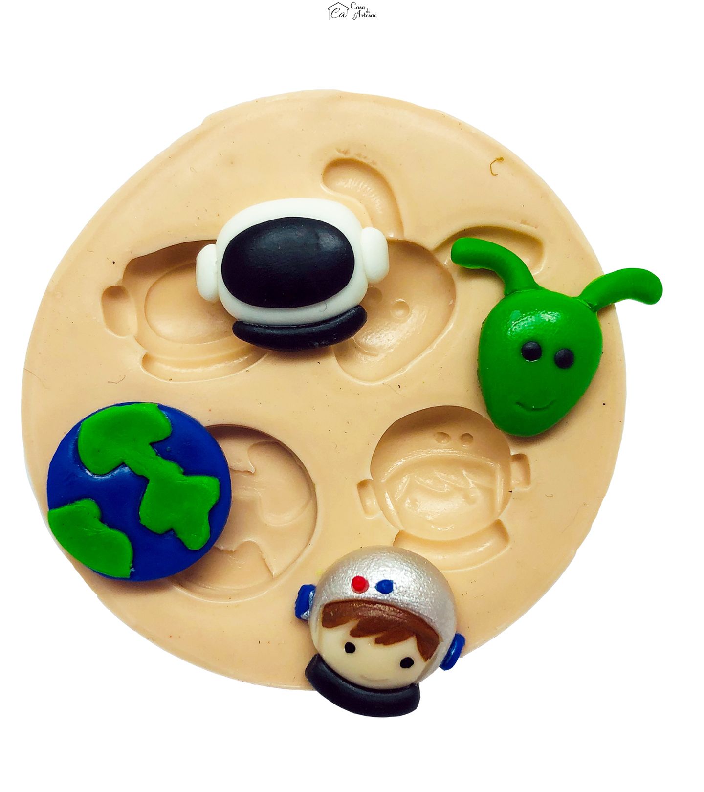 Molde de silicone - Astronauta - Rosto ET, Planeta Terra, Capacete - Pequeno - P793