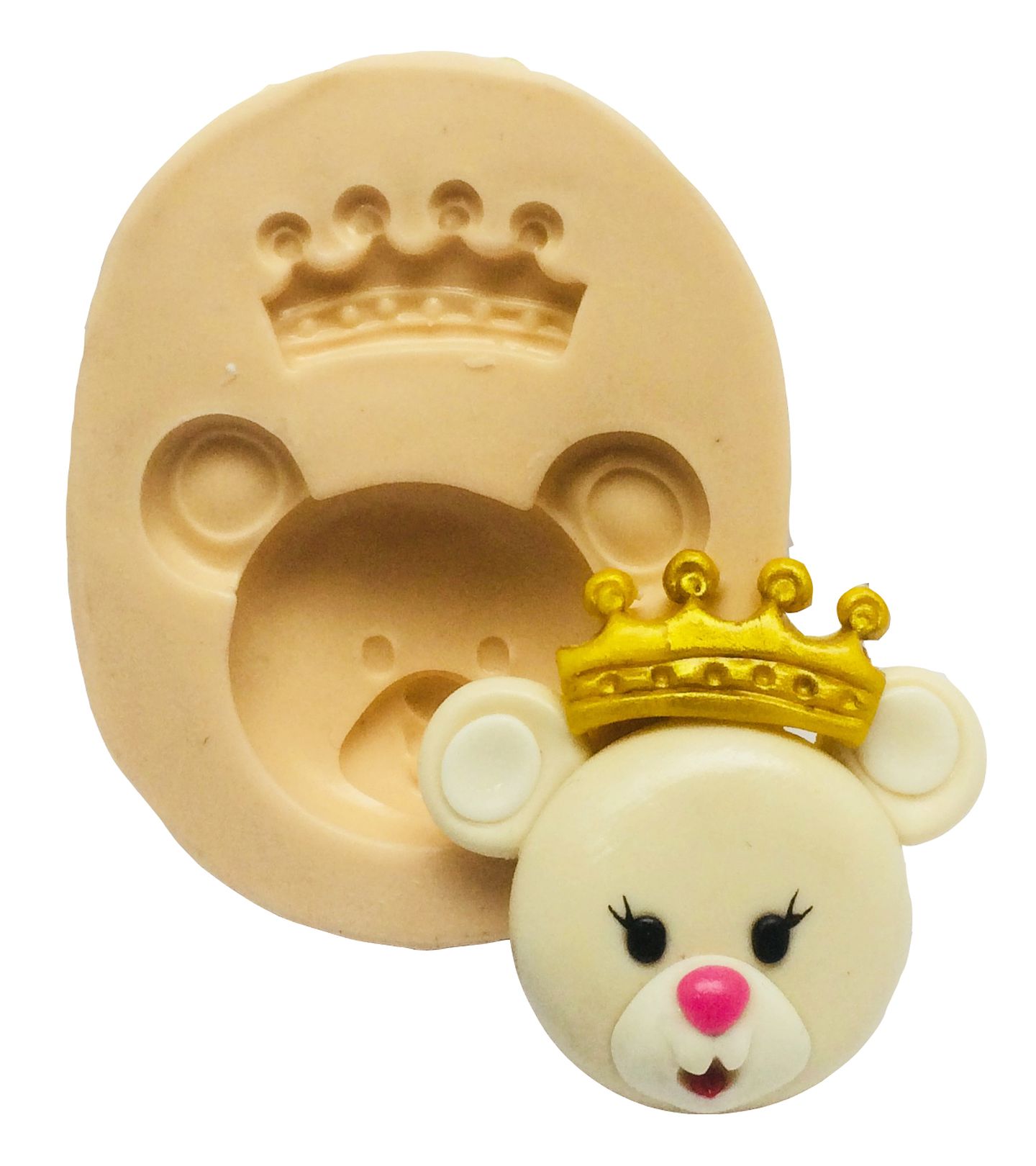 Molde de silicone - Ursa Princesa - Rosto Ursa - Pequeno - P364